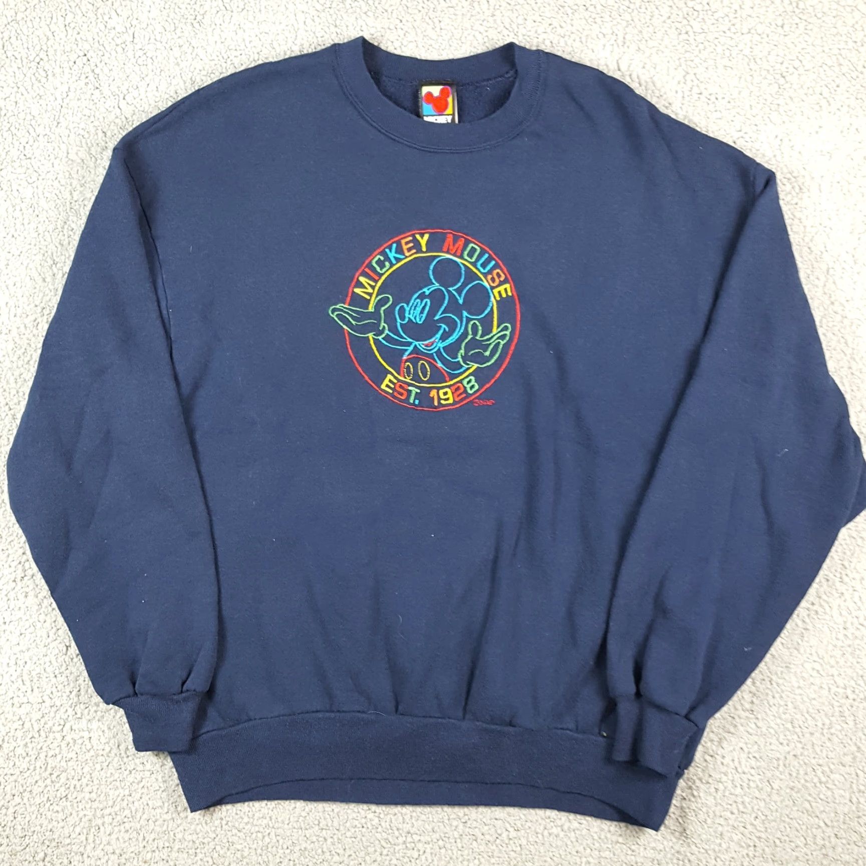 Mickey Unlimited VINTAGE Mickey Unlimited Sweatshirt XL Crewneck Pullover Blue Embroidered 90s Cartoon USA Men Size US XL / EU 56 / 4 - 2 Thumbnail