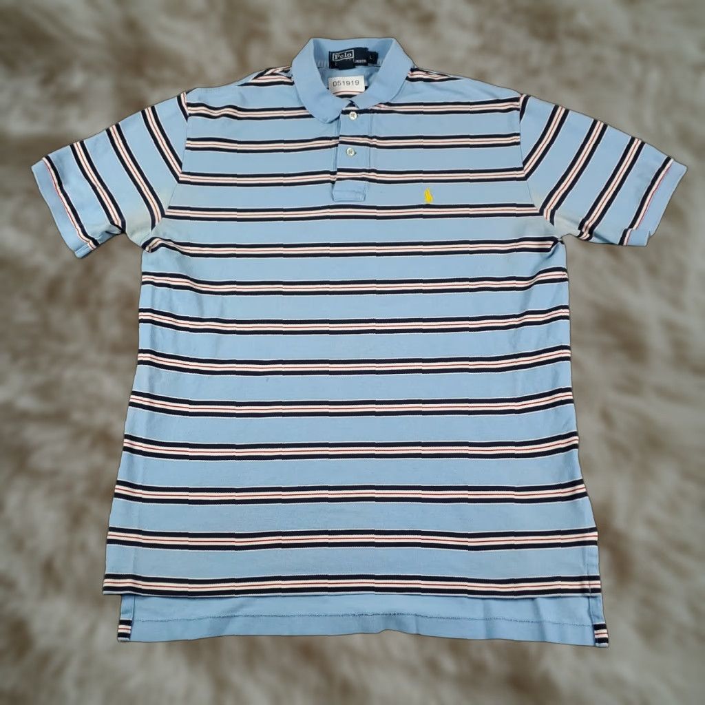 Ralph Lauren Ralph Lauren Polo Shirt Mens L Blue Striped Pony Casual Short Sleeve Polo Shirt Regular Fit Blue Polo Mens L Size US L / EU 52-54 / 3 - 1 Thumbnail