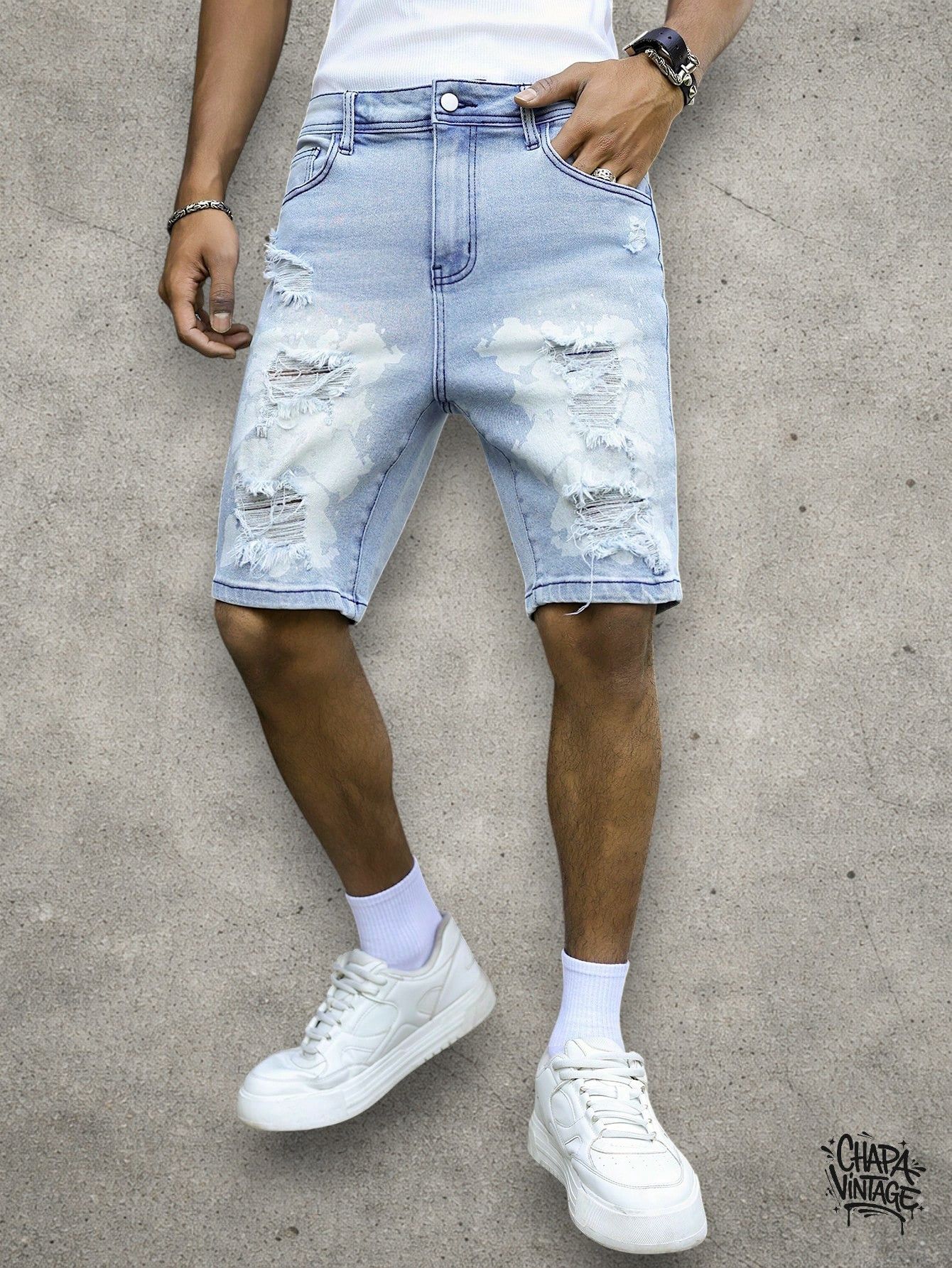 Japanese Brand Ripped distressed slim shorts Size US 32 / EU 48 - 3 Thumbnail