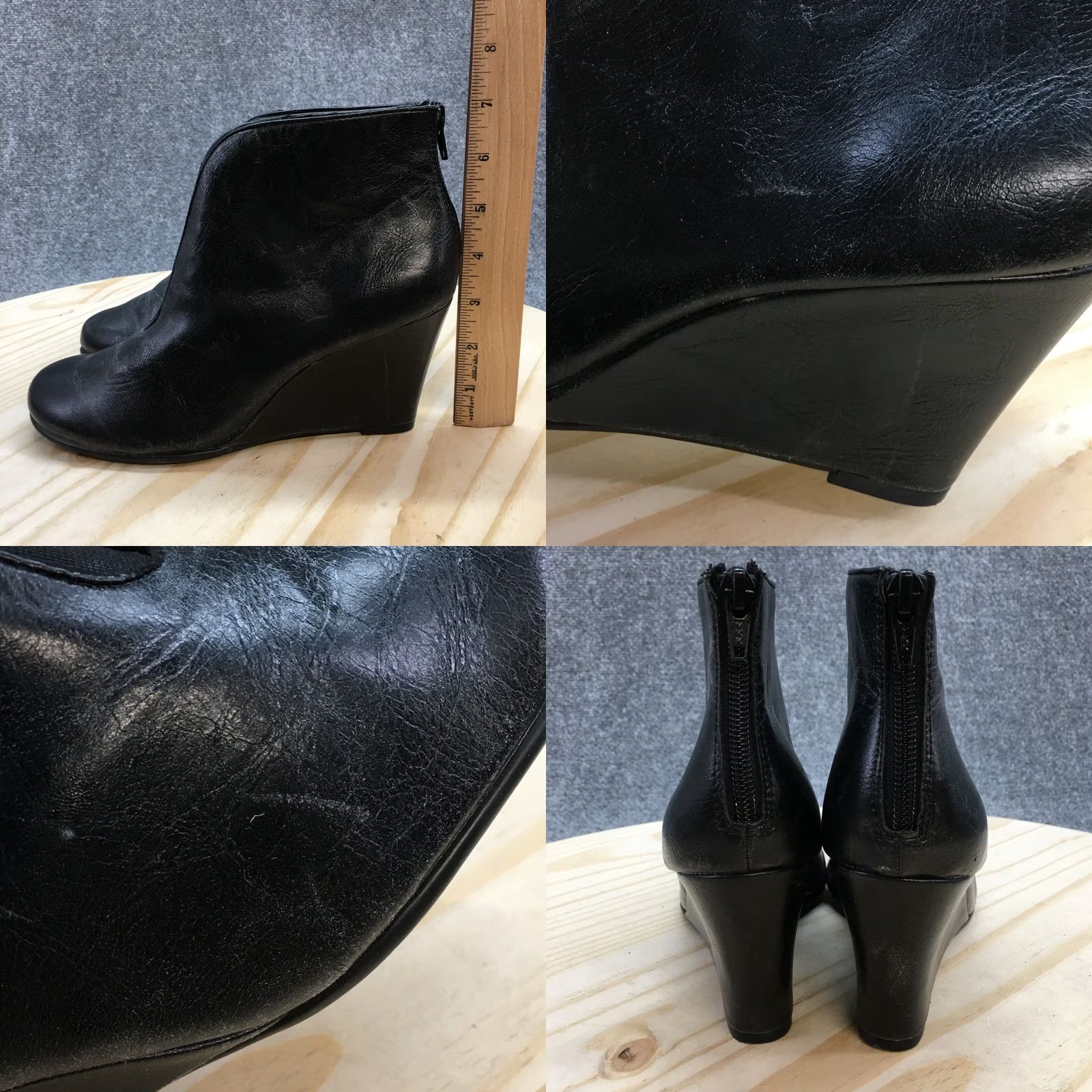 Vintage Aerosoles Boots Womens 8 M Plum Drum Casual Back Zip Wedge Ankle Bootie Black Size US 8 / IT 38 - 8 Thumbnail