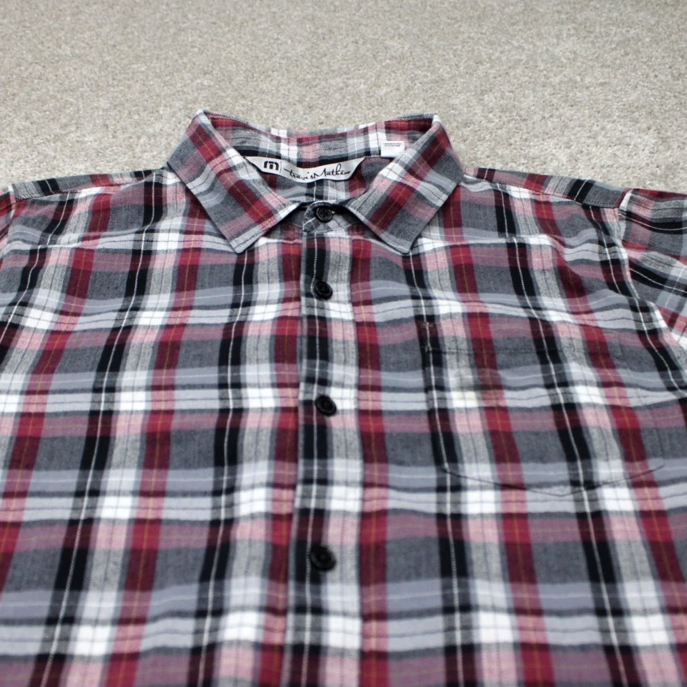 TravisMathew Travis Mathew Flannel Shirt Mens L Red Plaid Cotton L/S Button Up Size US L / EU 52-54 / 3 - 4 Thumbnail