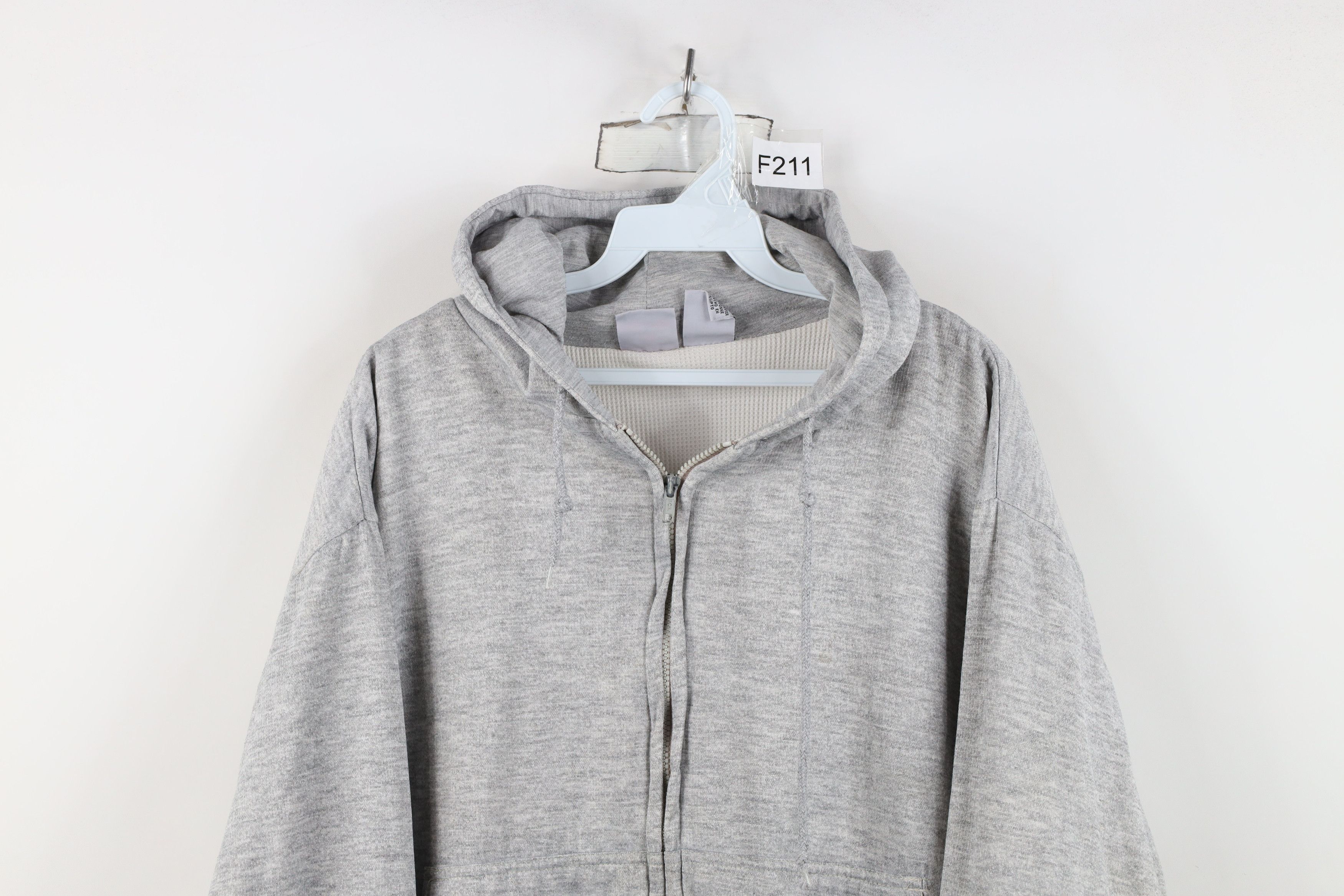 Vintage Vintage 90s Streetwear Knit Lined Full Zip Hoodie Gray Size US XL / EU 56 / 4 - 2 Thumbnail