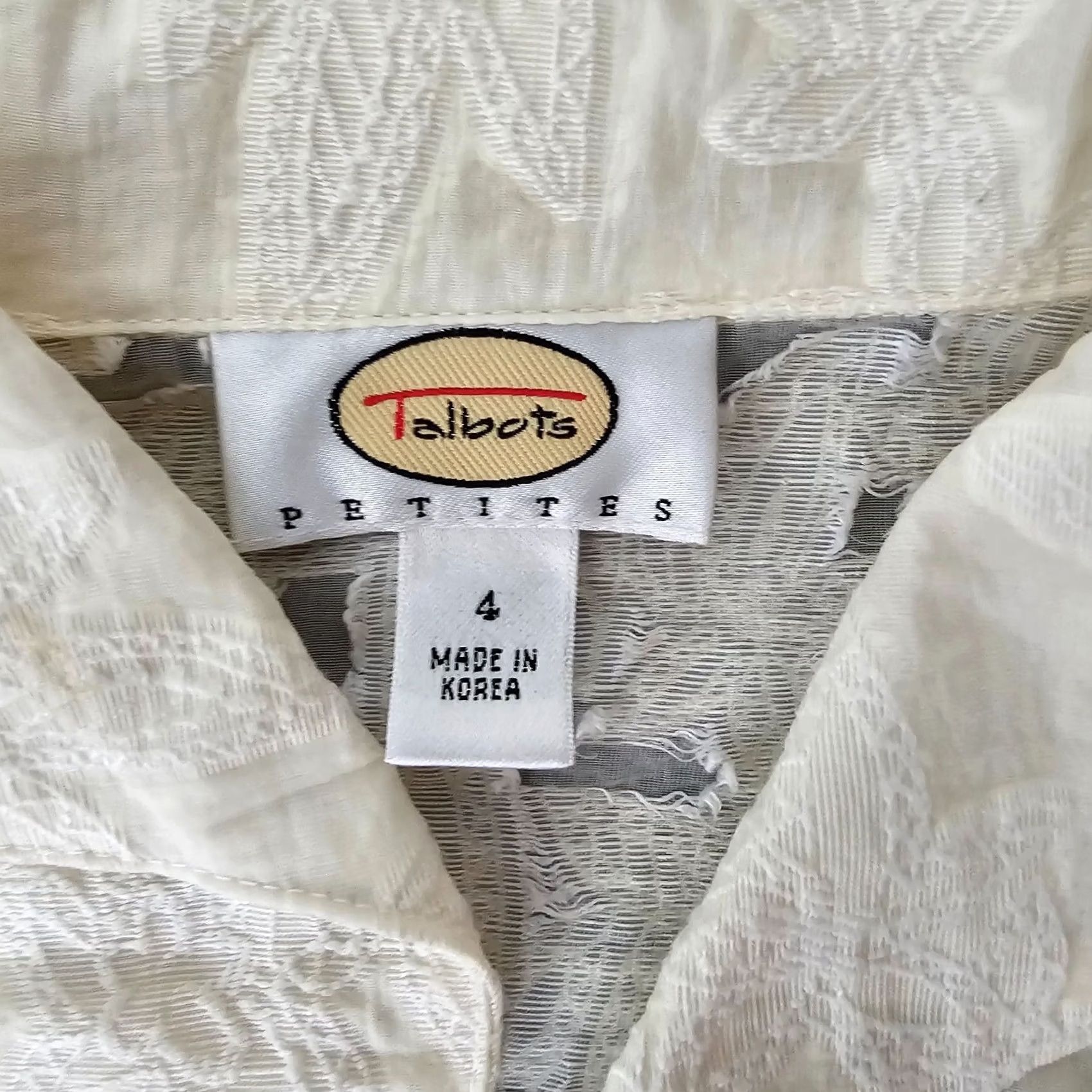Talbots Talbots Petites Women's 4 Linen 3/4 Sleeve Button Down Shirt Ivory Sheer Blouse Shirt Blouse Size S / US 4 / IT 40 - 7 Thumbnail