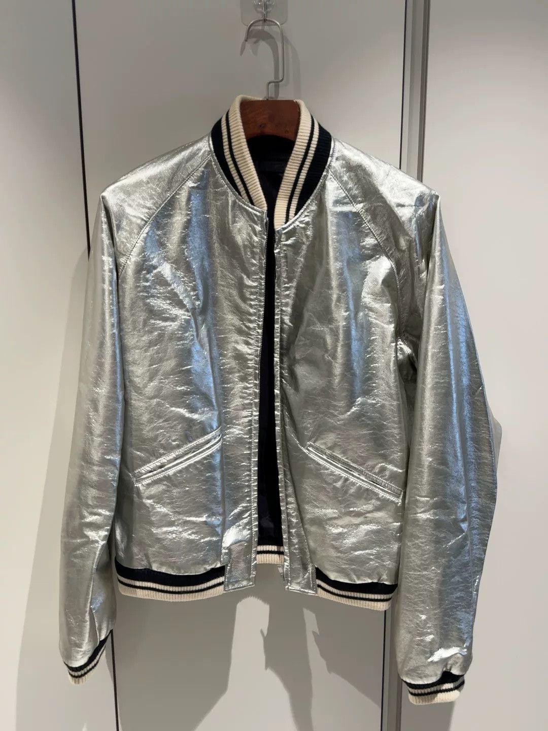 Saint Laurent Paris Saint Laurent Silver Baseball Jacket XL Size US XL / EU 56 / 4 - 1 Thumbnail