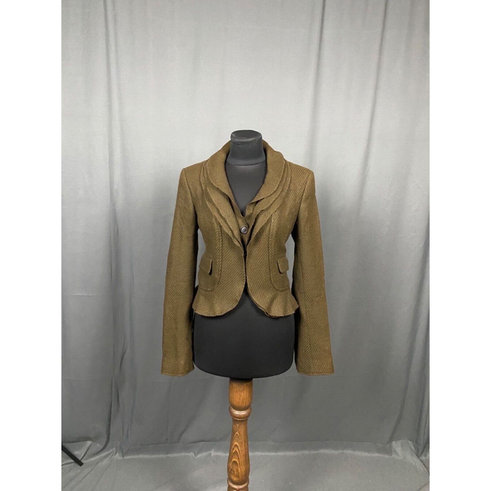 Burberry MINT! Burberry Herringbone Sample Green Brown Wool Blazer Ja Size M / US 6-8 / IT 42-44 - 3 Thumbnail