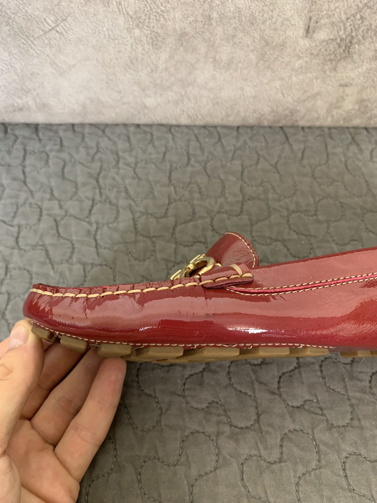 Salvatore Ferragamo Salvatore Ferragamo Womens Gancini Bit Patent Loafers Size US 7 / IT 37 - 12 Thumbnail