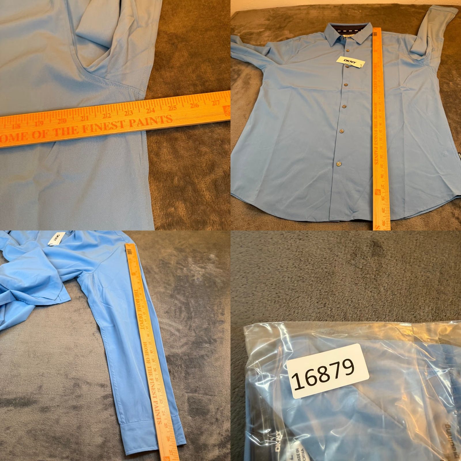 DKNY DKNY Bright Blue Dress Shirt Button Down Long Sleeve Mens Large NWT Lightweight Size 42R - 8 Thumbnail