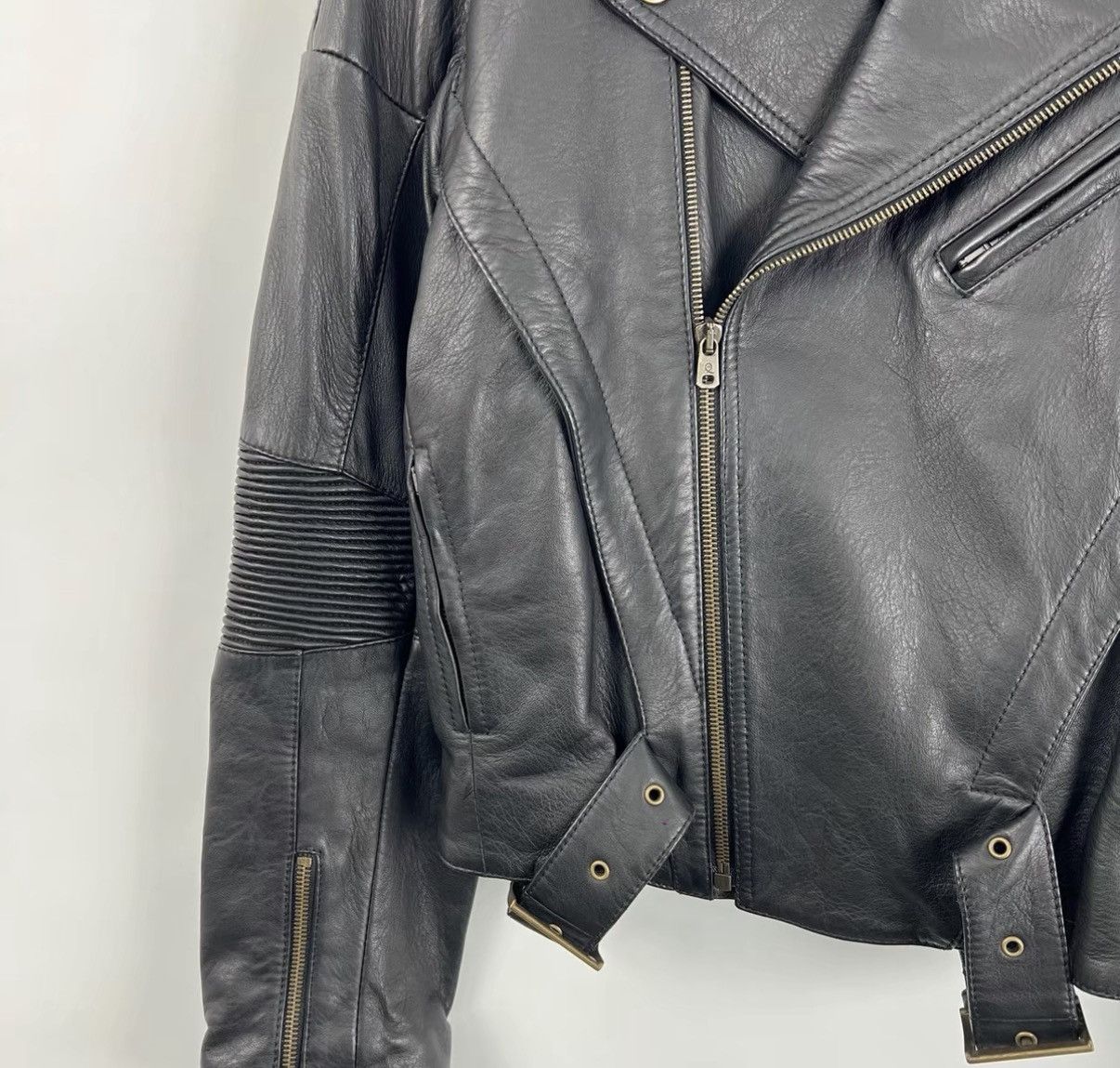 Alexander McQueen Alexander McQueen McQ Black Zip Biker Leather Jacket K12 Size XS / US 0-2 / IT 36-38 - 4 Thumbnail