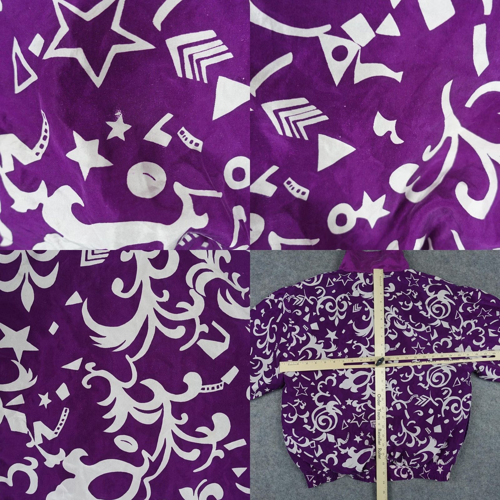 Vintage VINTAGE Swell Jacket Womens Small Purple Silk Bomber Zip Abstract Geometric VTG Size S / US 4 / IT 40 - 9 Thumbnail