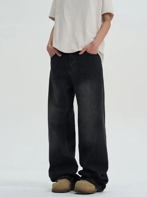 Japanese Brand Mayumi x Hanai Black Washed Baggy Denim Jeans Size US 33 - 1 Thumbnail