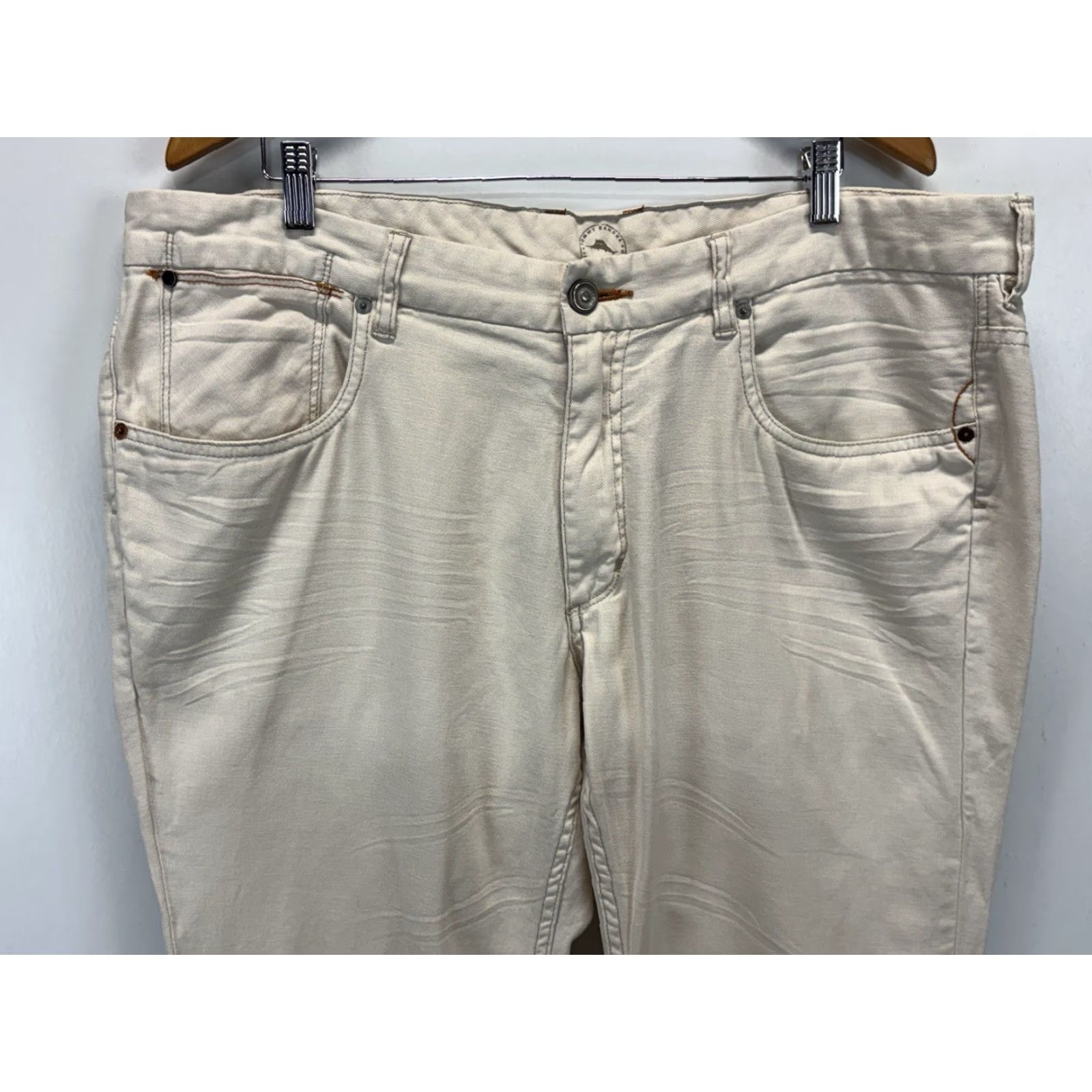 Tommy Bahama Tommy Bahama Pants 40x27 Beige Linen Blend 5 Pocket Flat Front Casual Beach Travel Preppy Tropical Mens Size US 40 / EU 56 - 2 Thumbnail