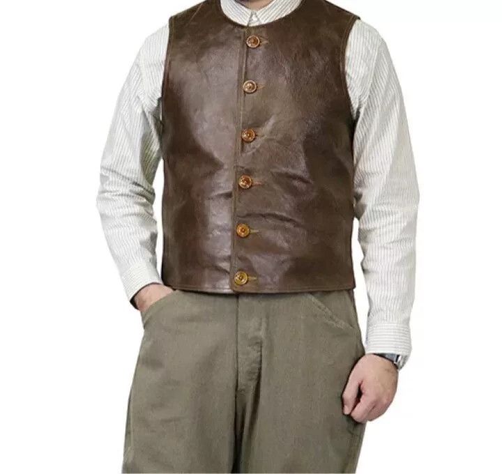 Freewheelers brown leather jerkin vest for layering Size US S / EU 44-46 / 1 - 1 Thumbnail