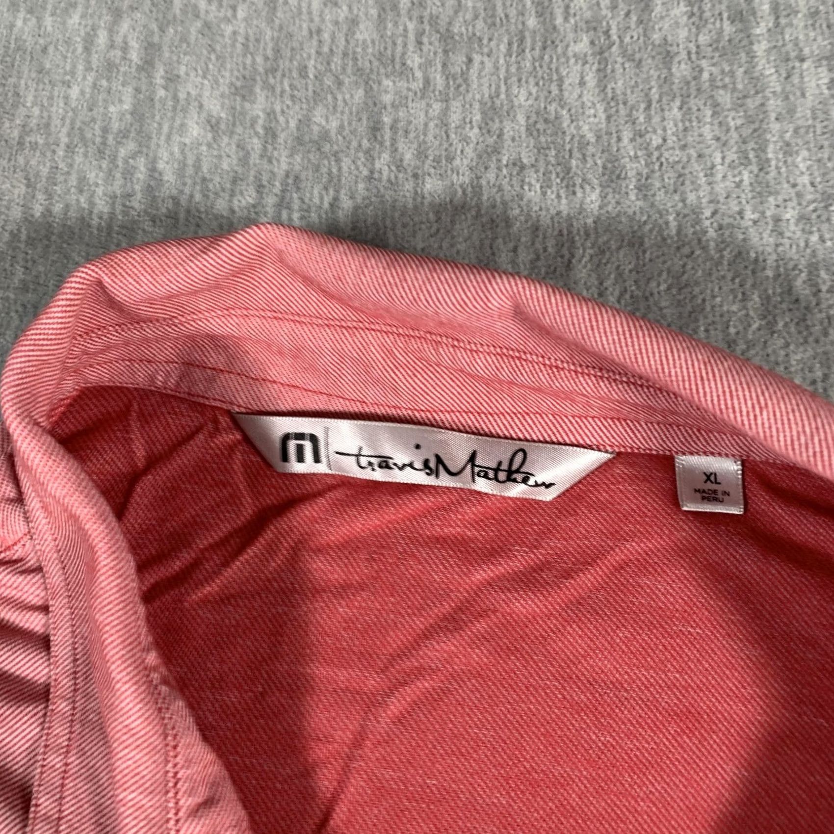 TravisMathew Travis Mathew Polo Shirt Mens XL Pink Stripe Pima Cotton Stretch Golf Size US XL / EU 56 / 4 - 4 Thumbnail