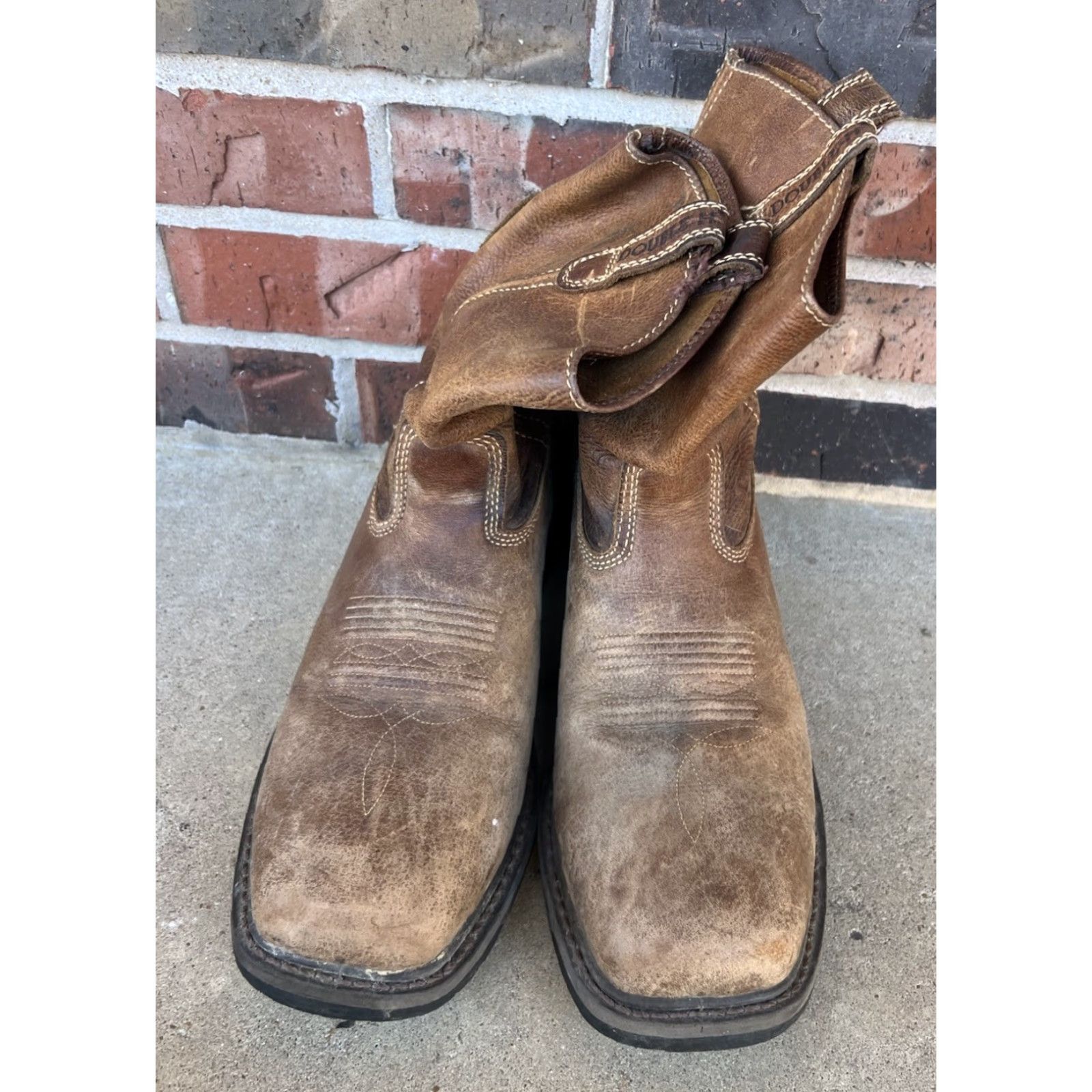 Doublet VINTAGE Double-H Boots Mens Western Leather Pull On 8 Brown Leather EH Rated Composite Toe 1 5/8 Inch Heel DH5123 ASTM Size US 8 / EU 41 - 2 Thumbnail