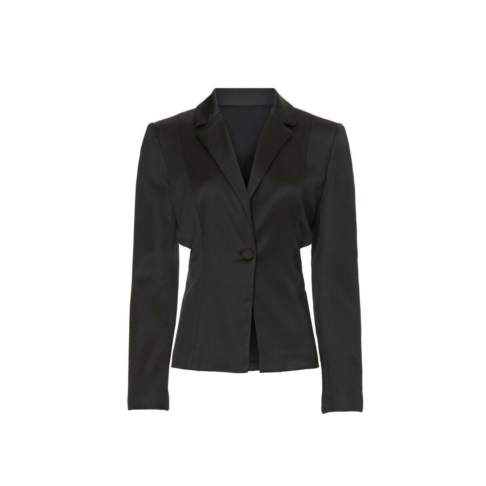 Donna Karan Donna Karan cut out tuxedo satin solid black blazer 8 jacket Size M / US 6-8 / IT 42-44 - 5 Thumbnail
