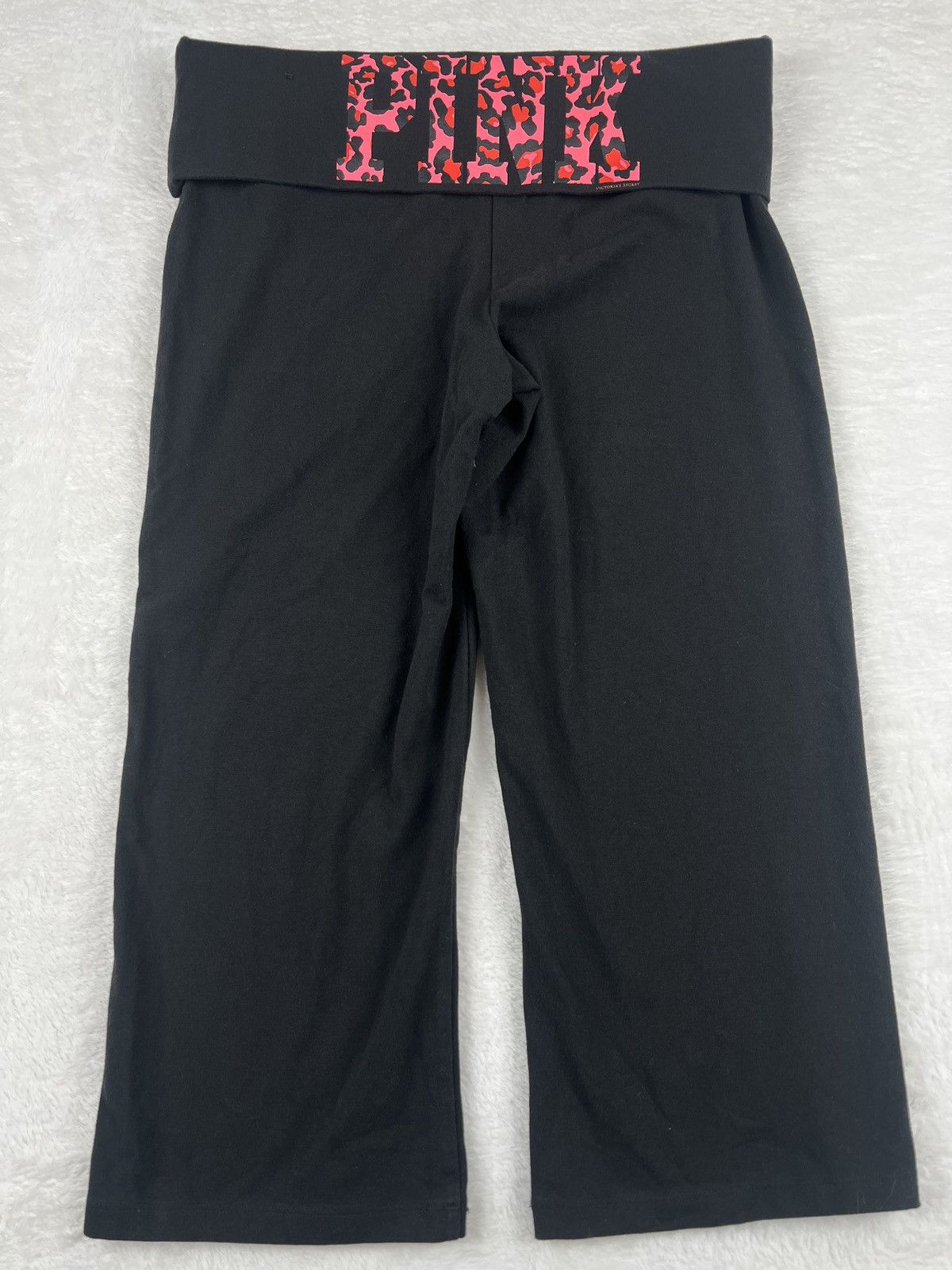 Pink PINK VS Foldover Capri Yoga Pants Cheetah Logo Black Size L Size 34" / US 12 / IT 48 - 1 Thumbnail