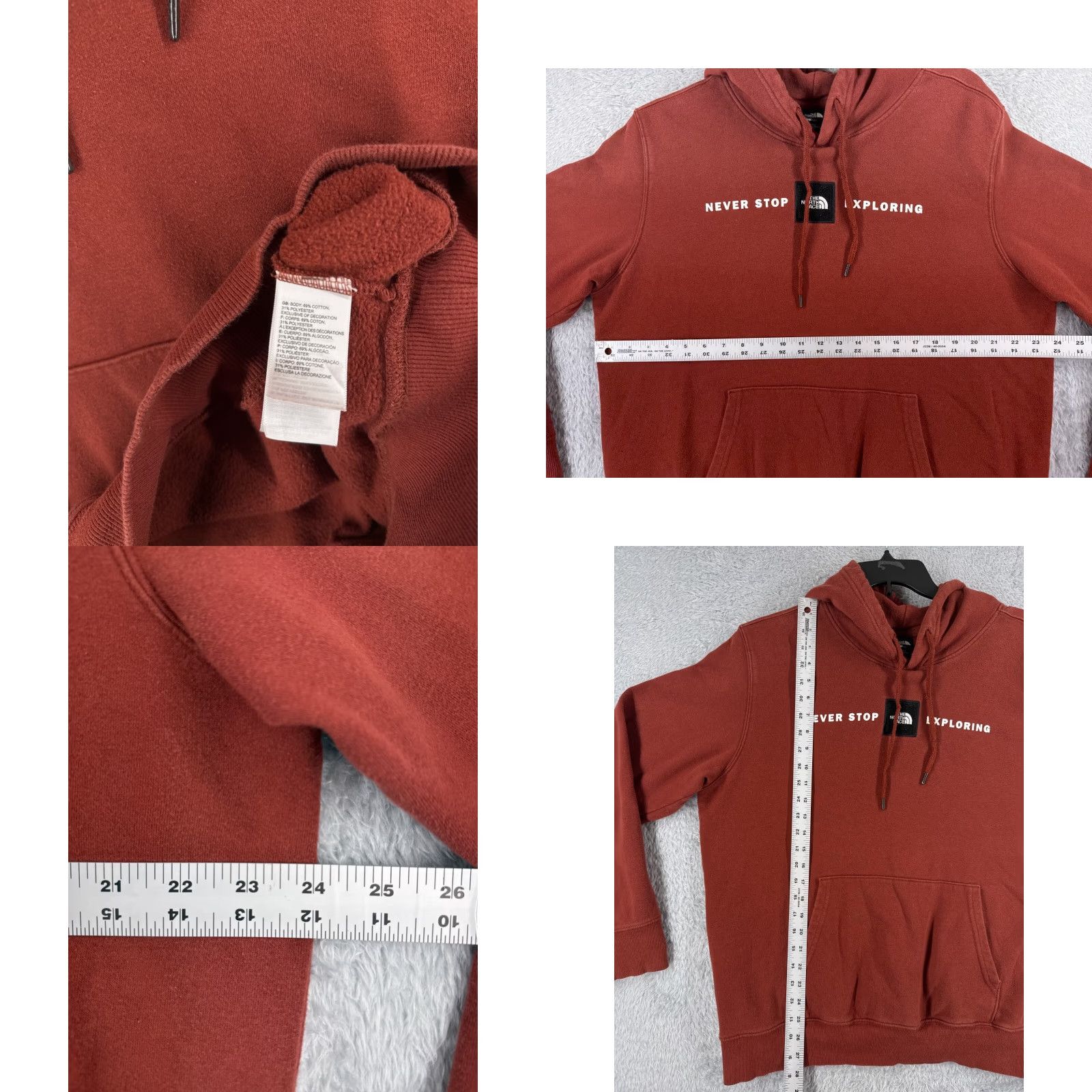 The North Face The North Face Mens Hoodie Pullover Sweatshirt Red Jersey Cotton Blend Large L Man Outdoors Comforthoodie Size US L / EU 52-54 / 3 - 8 Thumbnail