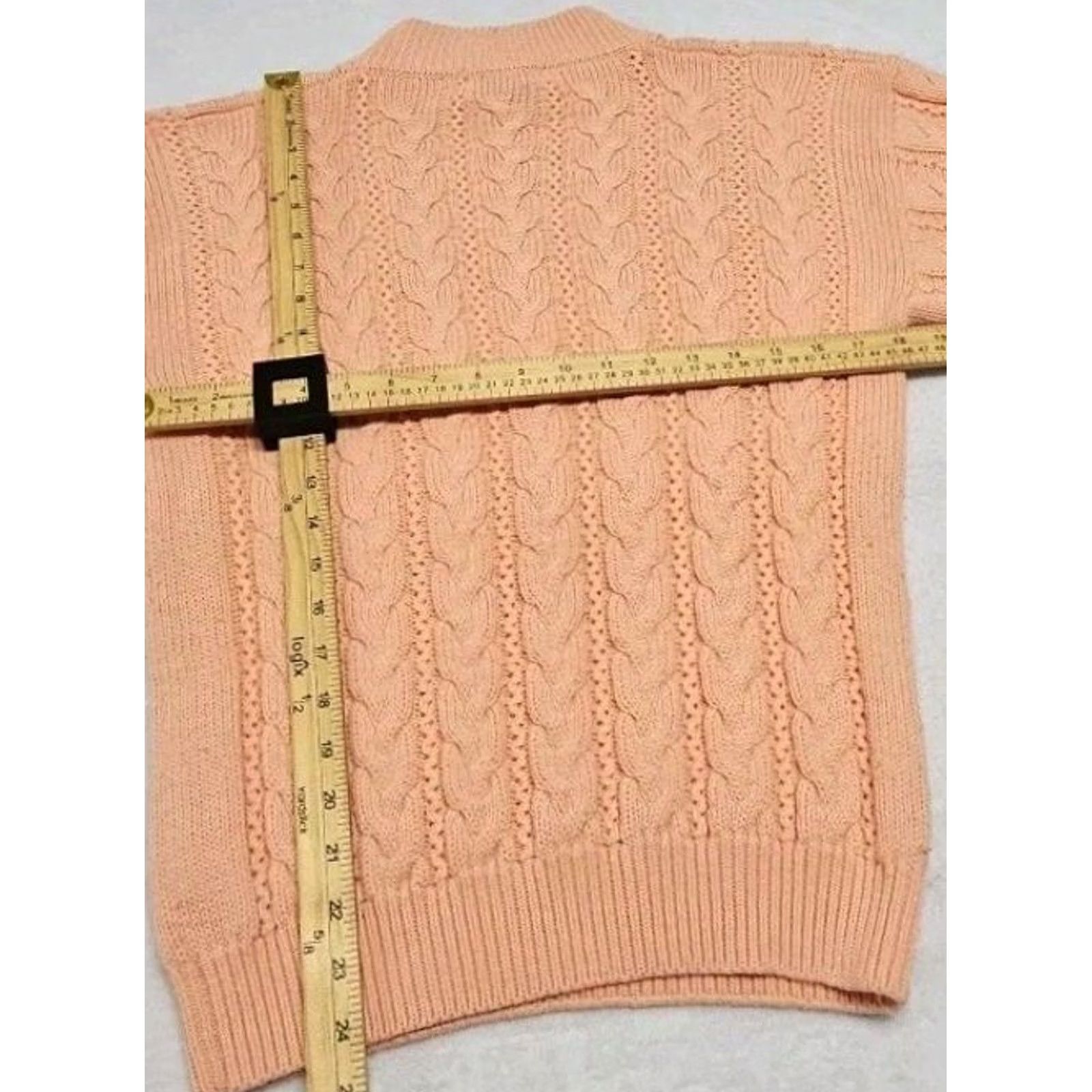 Vintage VINTAGE 80s Peach Cable Knit Mock Neck Sweater Womens M Carriage Court Sweater Size M / US 6-8 / IT 42-44 - 6 Thumbnail