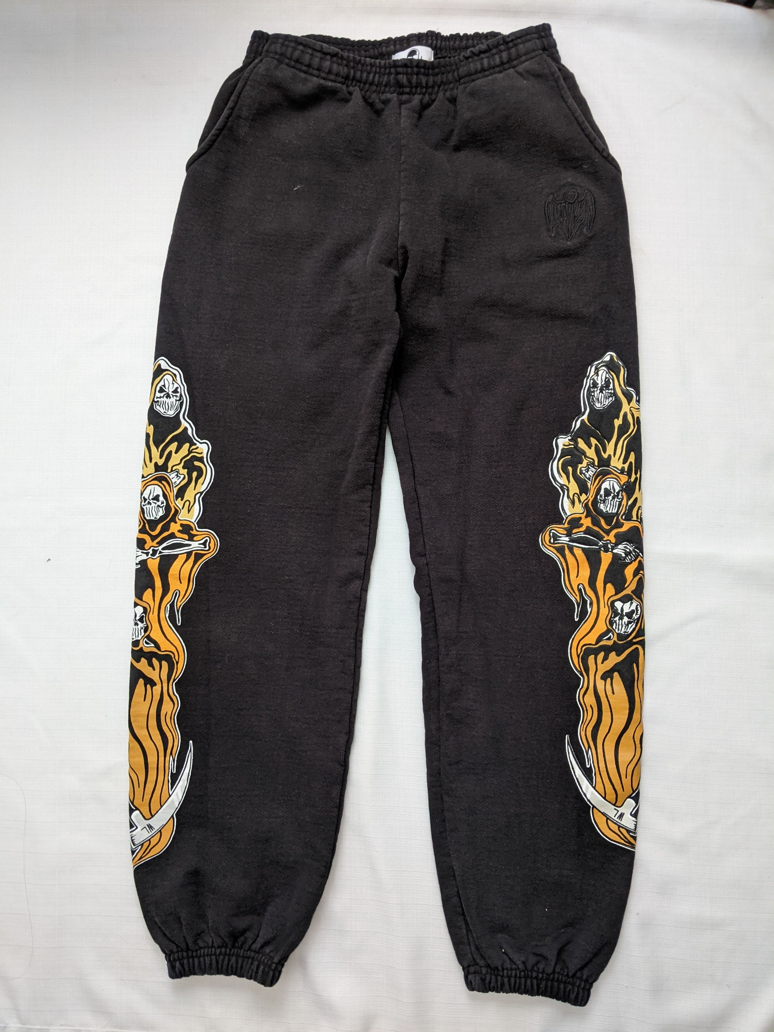 Warren Lotas Three Reaper Sweatpants Black Yellow Size US 27 - 1 Thumbnail
