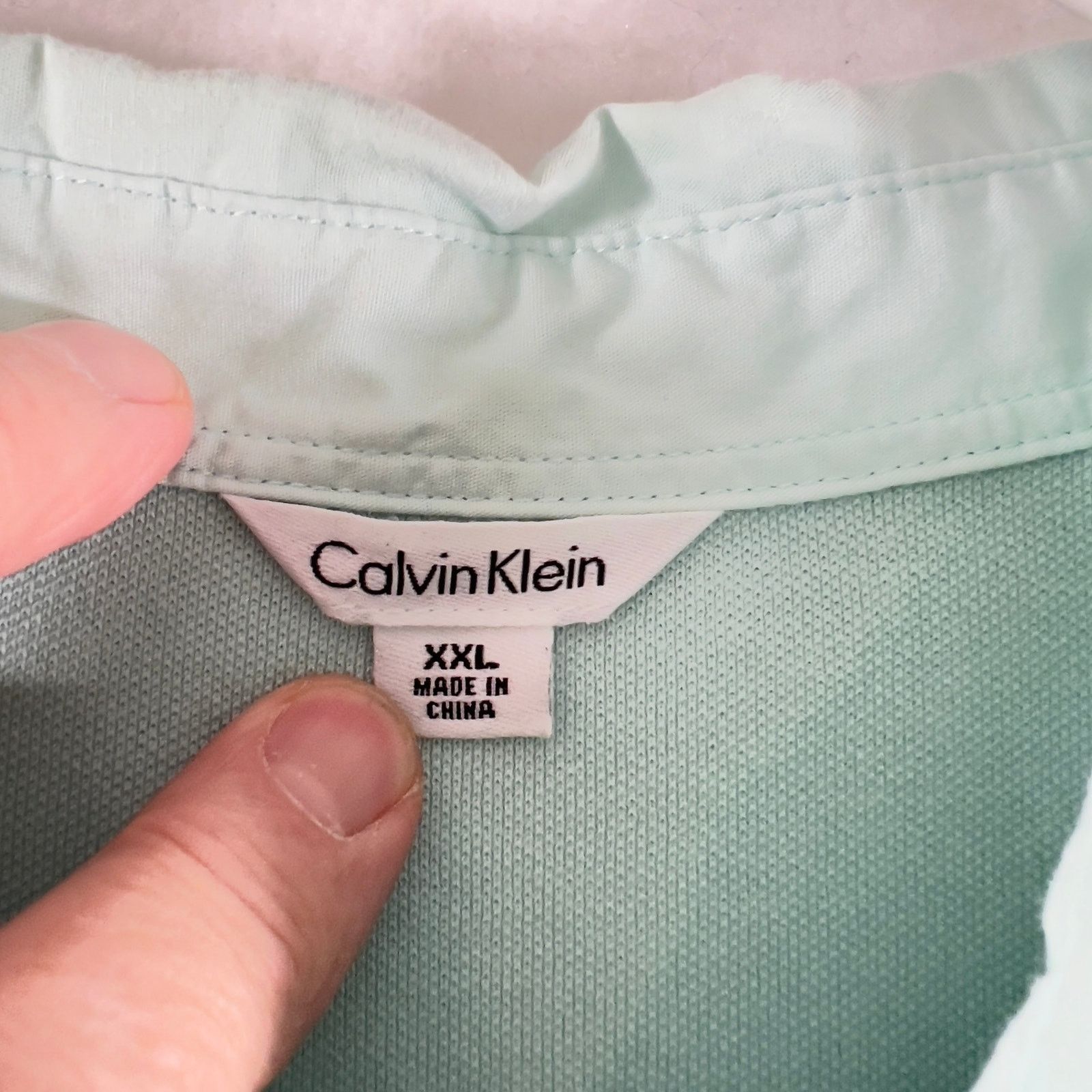 Calvin Klein Calvin Klein Polo Shirt Men XXL Cotton Mint Green Pockets Size US XXL / EU 58 / 5 - 2 Thumbnail