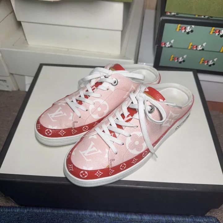 Louis Vuitton Louis Vuitton Pink Leather Open-Back Loafers -2508 Size US 6 / IT 36 - 1 Thumbnail