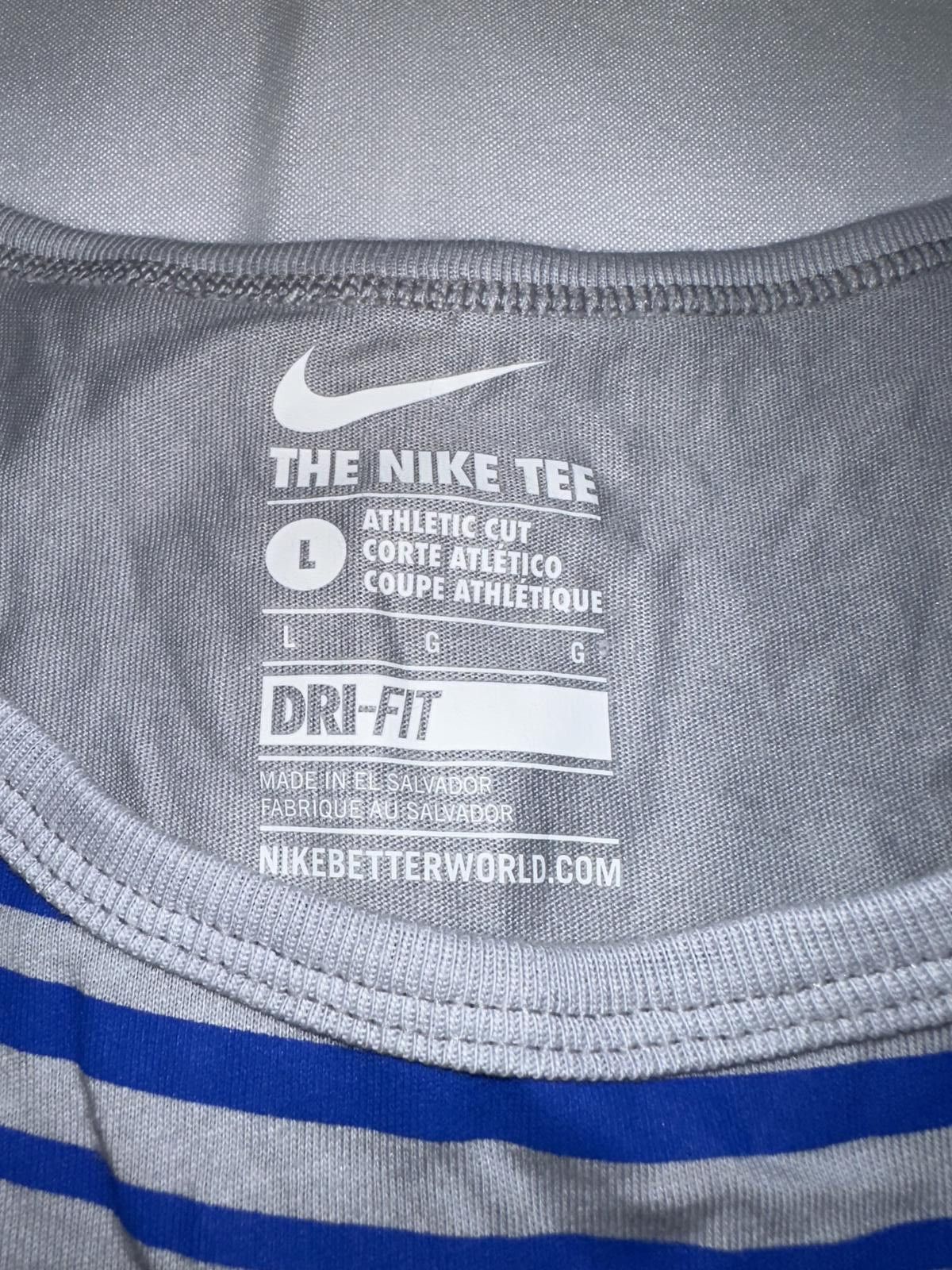 Nike Nike Men’s Dri-Fit Grey/Blue Striped Athletic Cut Crew Tank Top Size US L / EU 52-54 / 3 - 5 Thumbnail