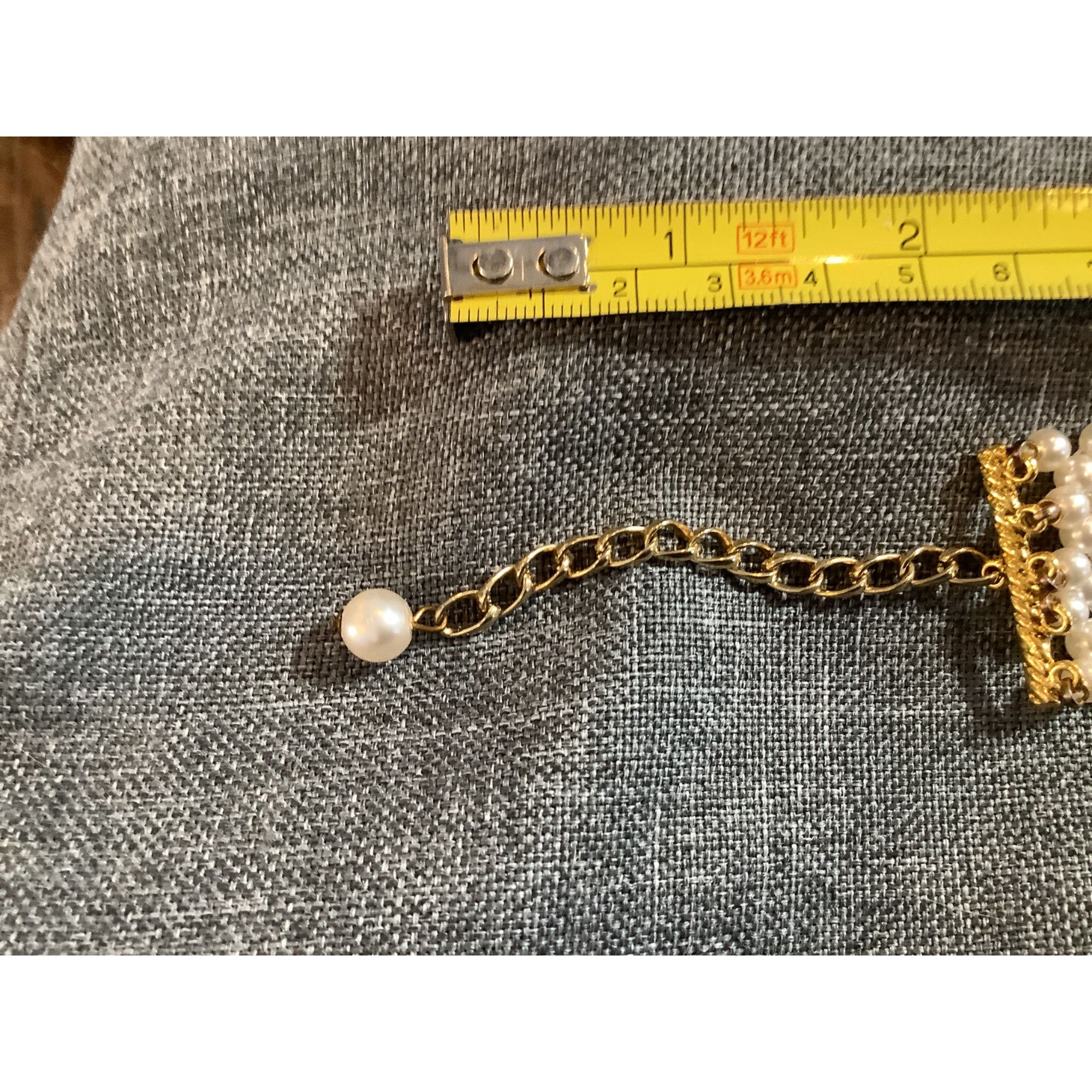 Other Faux Pearl Choker Necklace With Goldtone Chain Clasp 14" Vin Size ONE SIZE - 9 Thumbnail