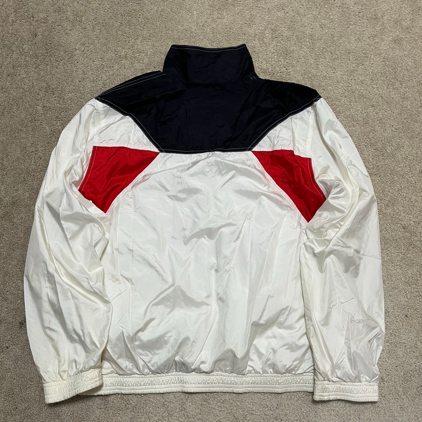 Ellesse Vintage 80s Ellesse Track Jacket White Red Navy Windbreaker Size US L / EU 52-54 / 3 - 2 Thumbnail