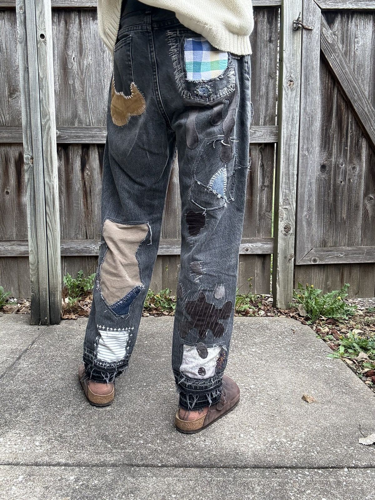 Abercrombie & Fitch Custom Rework A&F Loose Fit Jeans - Patchwork and Sashiko Size US 30 / EU 46 - 3 Thumbnail