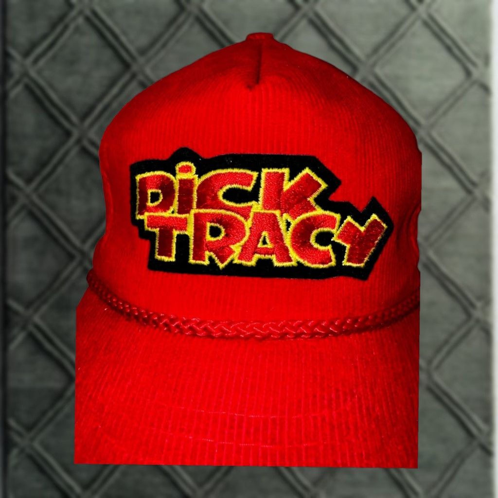 Disney VINTAGE Dick Tracy Hat Disney Corduroy Snapback Mens Cap Movie Promo 1990 Adjustable Red Cotton Corduroy Disney Vintage Men Cap Mens Size ONE SIZE - 1 Thumbnail