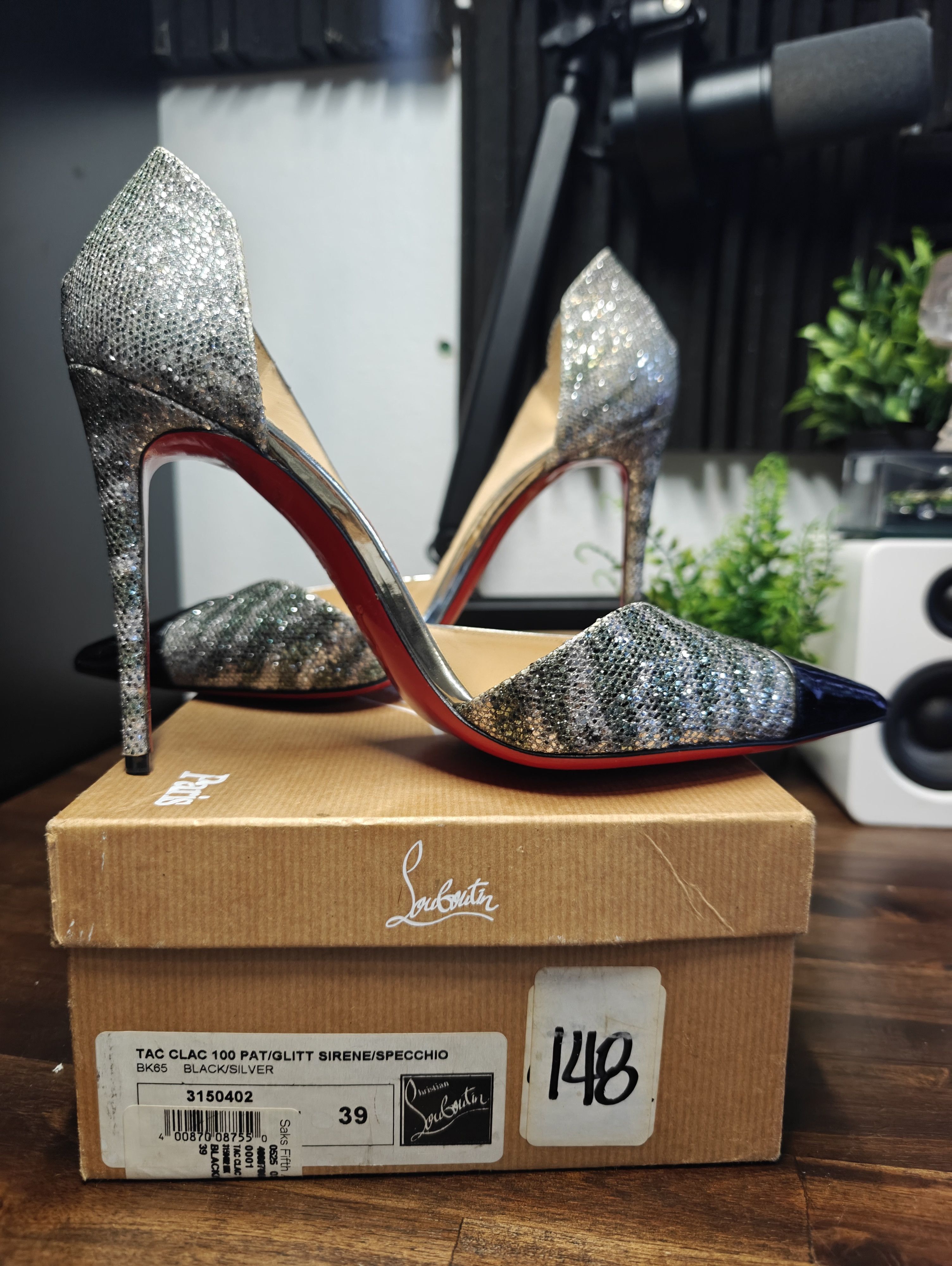 Christian Louboutin Christian Loubiton Tac Clac 100 Pat Glitter Sirene Specchio Size US 9 / IT 39 - 1 Thumbnail