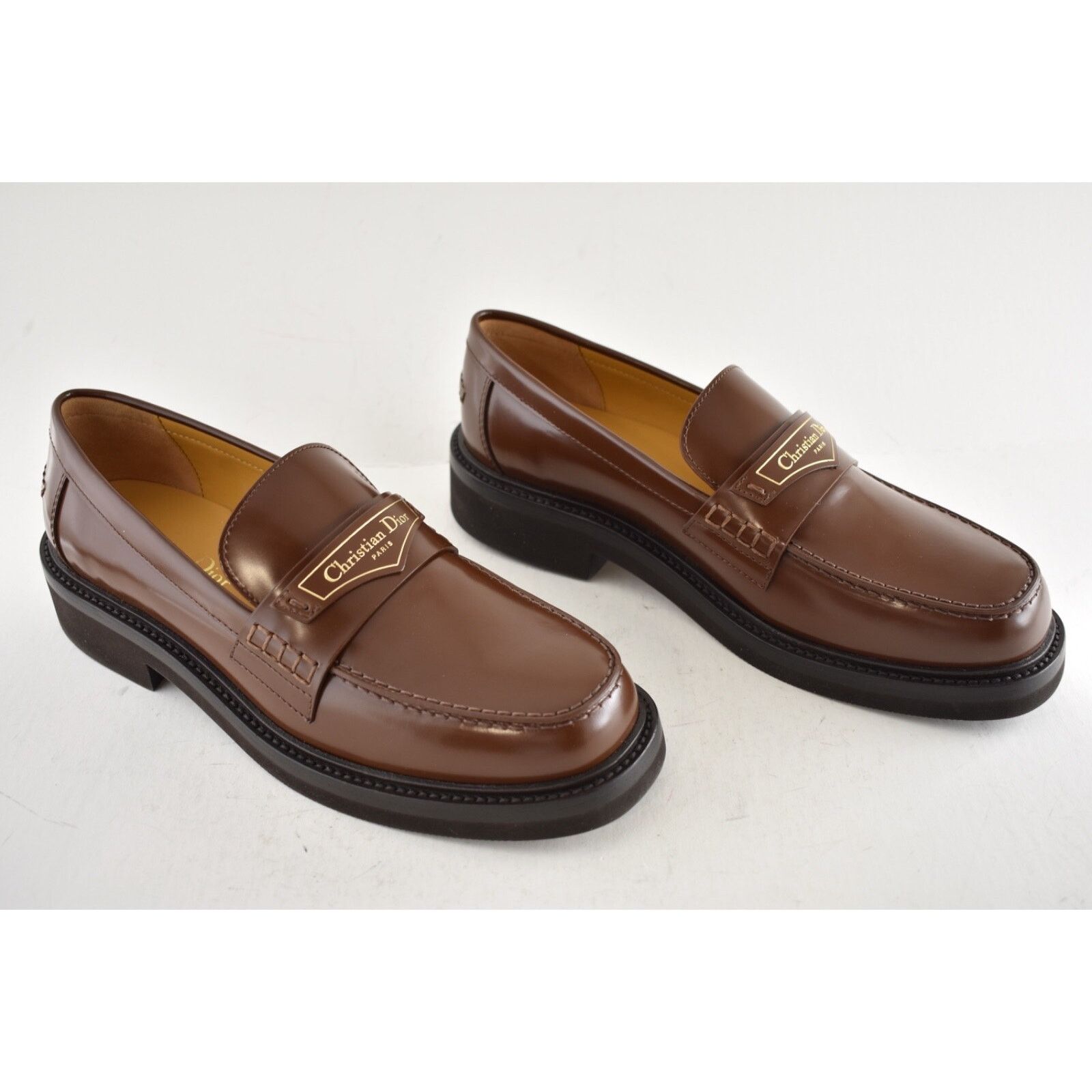 Dior Dior Boy Amber Brown Brushed Calfskin Leather Gold Logo Size US 9 / IT 39 - 3 Thumbnail