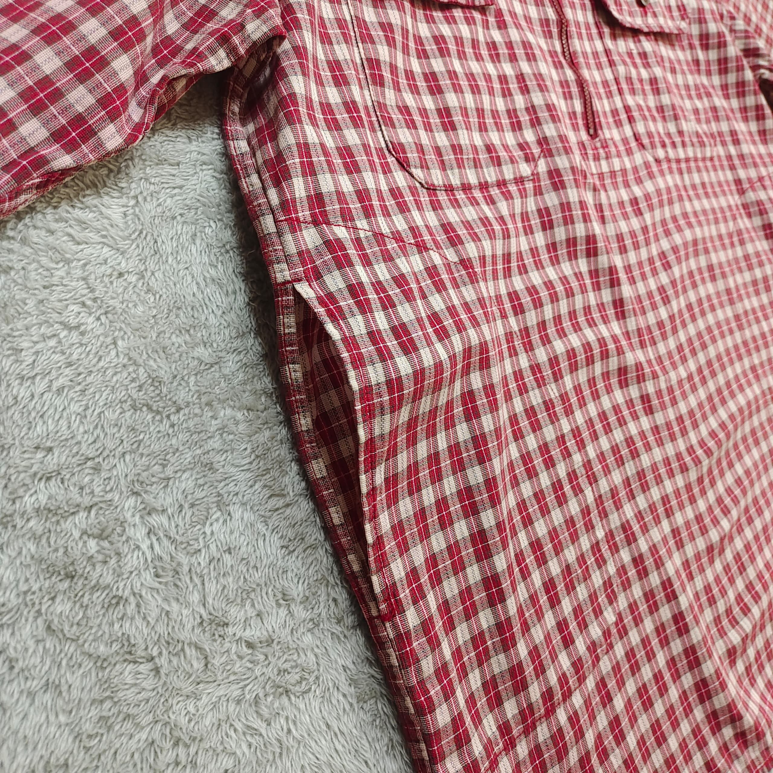 Nigel Cabourn Vintage Nigel Cabourn Authentic Red Gingham Half-Zip Smock Size US L / EU 52-54 / 3 - 8 Thumbnail
