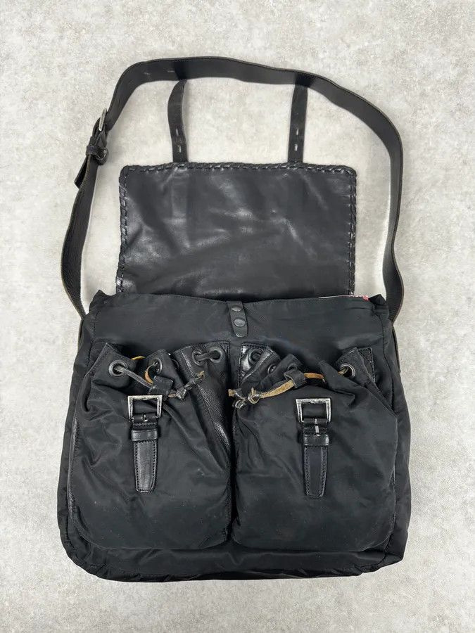 Prada 2000s Prada Black Buckles Nylon & Leather Messenger Bag Size ONE SIZE - 2 Thumbnail