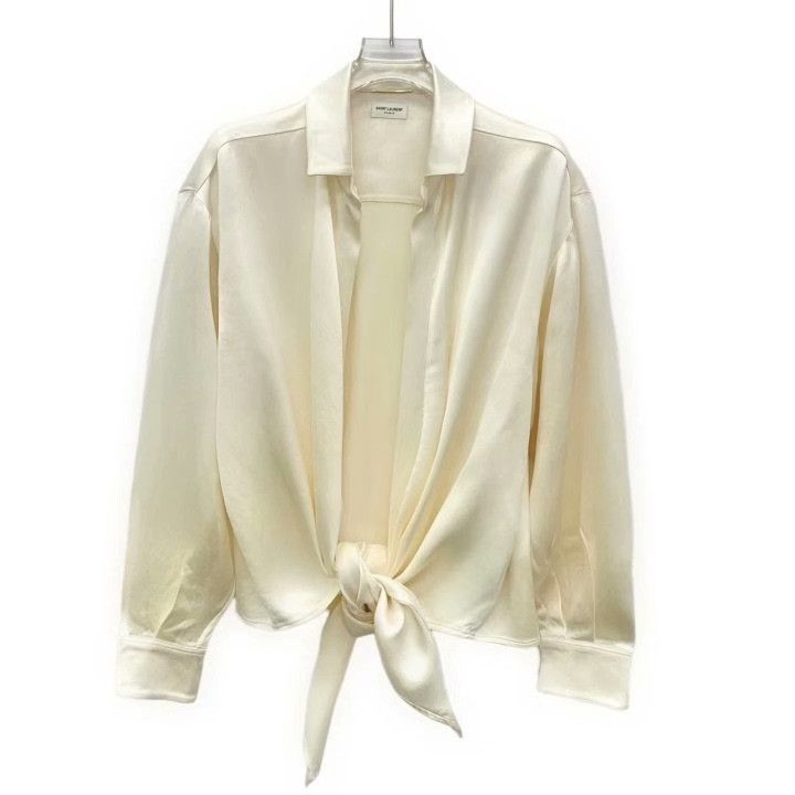Yves Saint Laurent Yves Saint Laurent Silk Tie Long-Sleeve Shirt Size XXS / US 00 / IT 34 - 1 Thumbnail