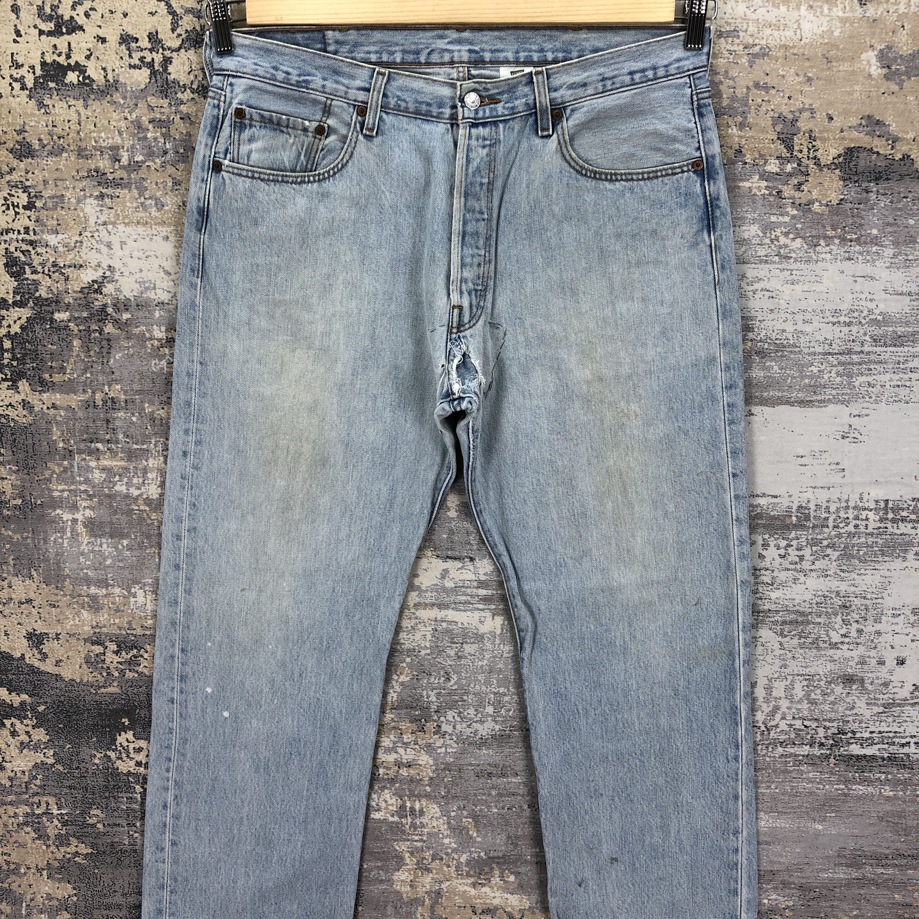 Levi's Vintage Y2K Levis 501 Sunfaded Jeans Levi's Distressed Denim Size US 36 / EU 52 - 3 Thumbnail