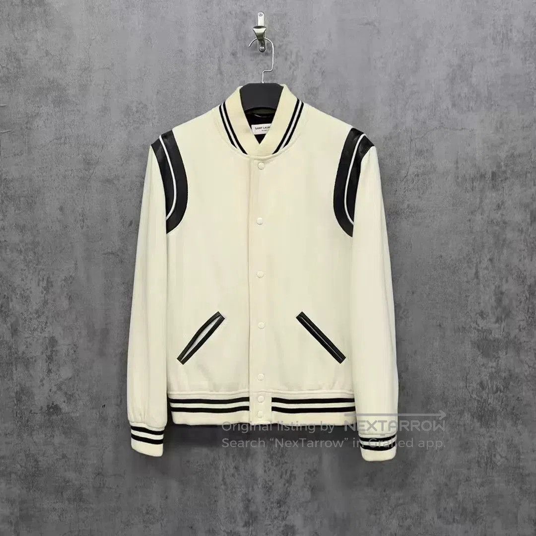 Saint Laurent Paris Saint Laurent New Mixed Leather Baseball Jacket. Size US XXL / EU 58 / 5 - 1 Thumbnail