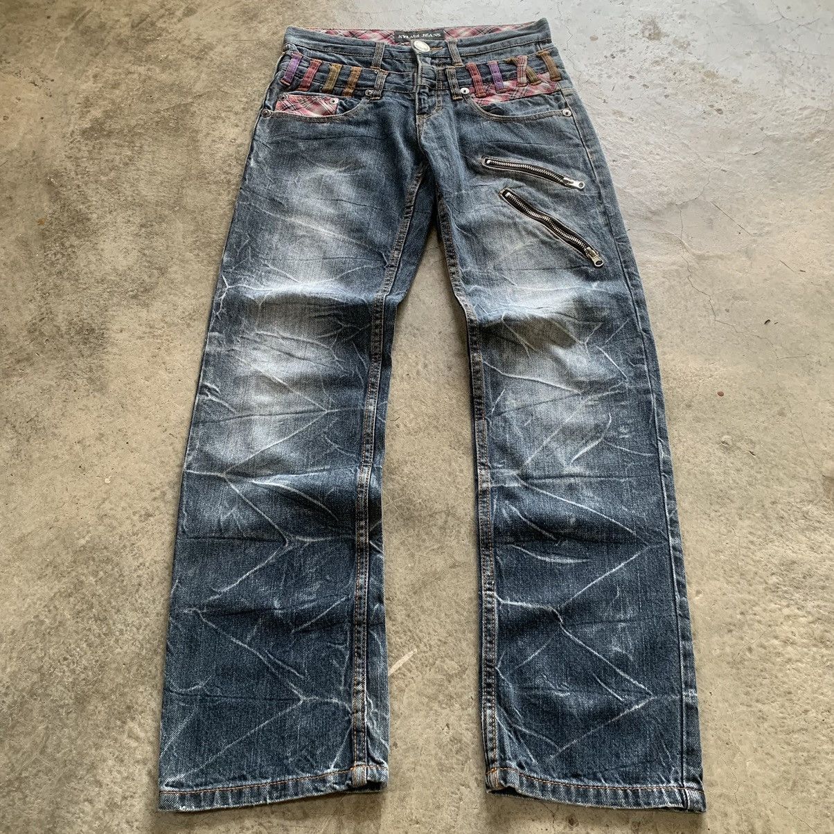 14th Addiction × If Six Was Nine × Tornado Mart Nylaus Double Waist Bondage Design Jeans Size US 29 - 1 Thumbnail