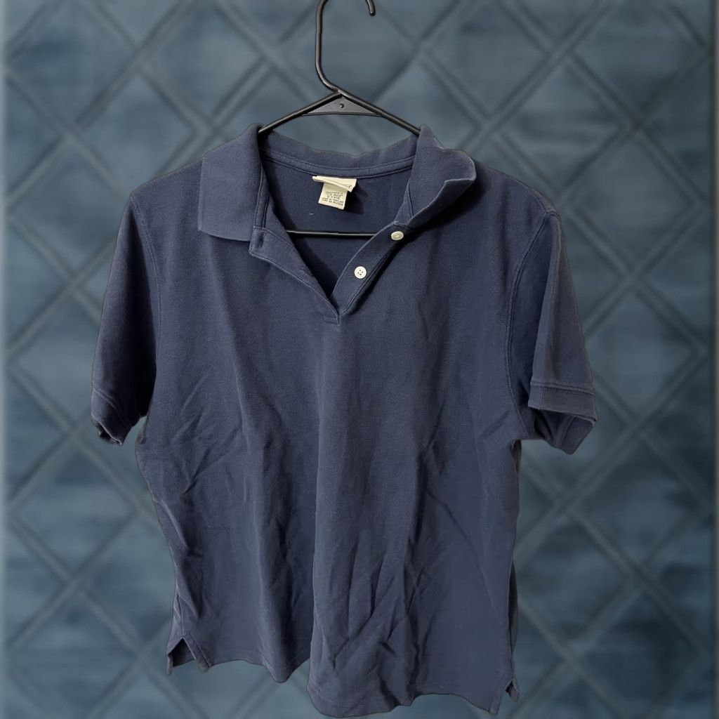 Vintage L.L. BEAN Women's Blue Short Sleeve Polo Shirt Size Large Regular Athletic Fit Size L / US 10 / IT 46 - 1 Thumbnail