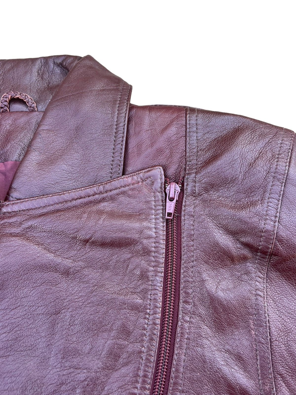 Vintage Vintage Unknown Fade Patina Leather Zipper Biker Dress Size XS / US 0-2 / IT 36-38 - 4 Thumbnail