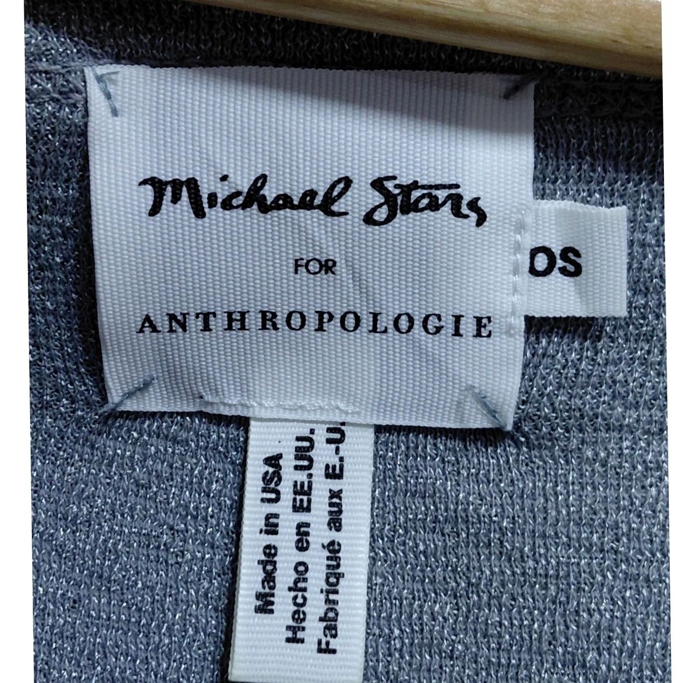 Michael Stars Michael Stars for Anthropologie Gray V-Neck T-Shirt Solid Knit Women Size OS Size ONE SIZE - 3 Thumbnail
