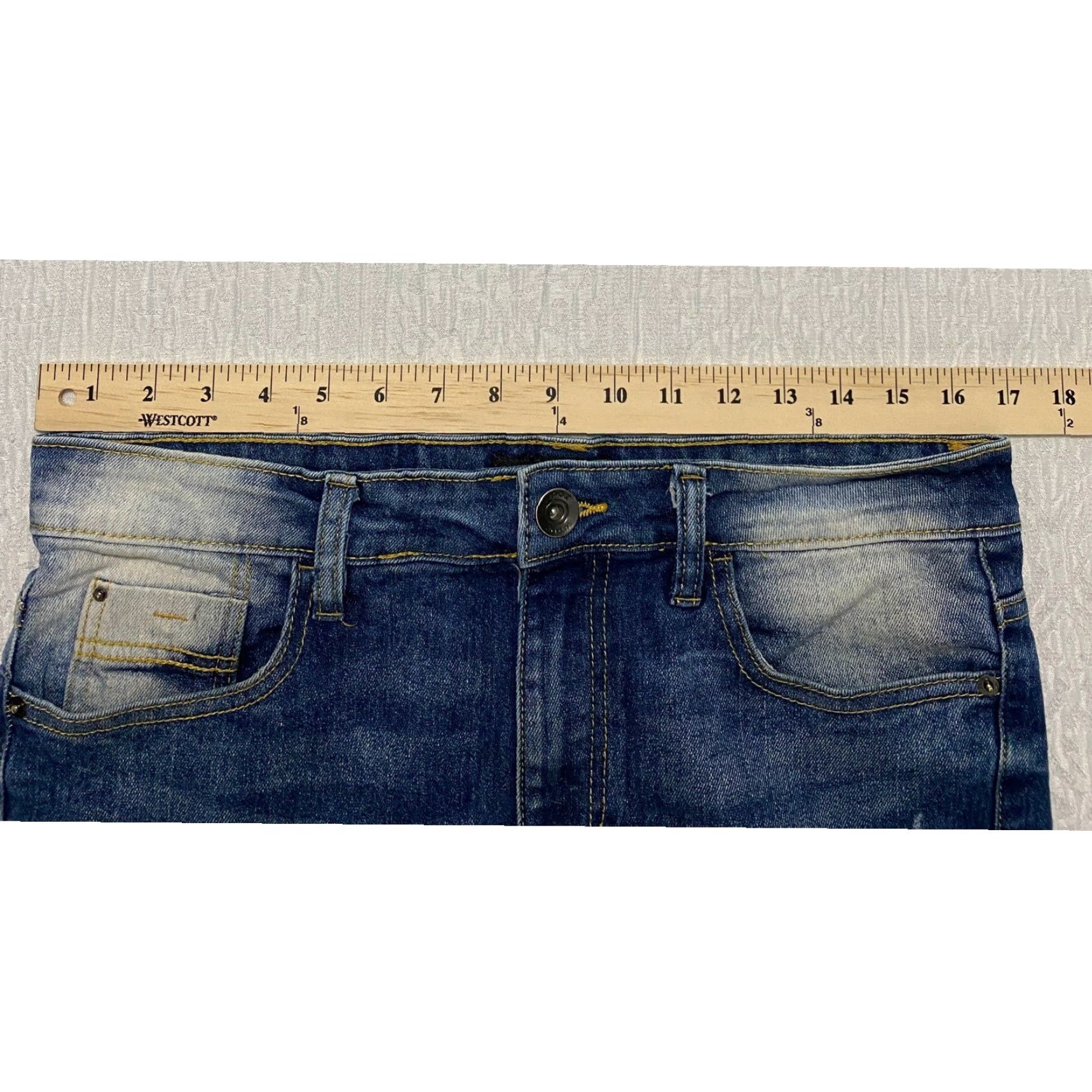 Vintage WT02 Moto Biker Jeans Men's 32x30 Blue Skinny Stretch Distressed Ribbed Jeans Size US 32 / EU 48 - 6 Thumbnail