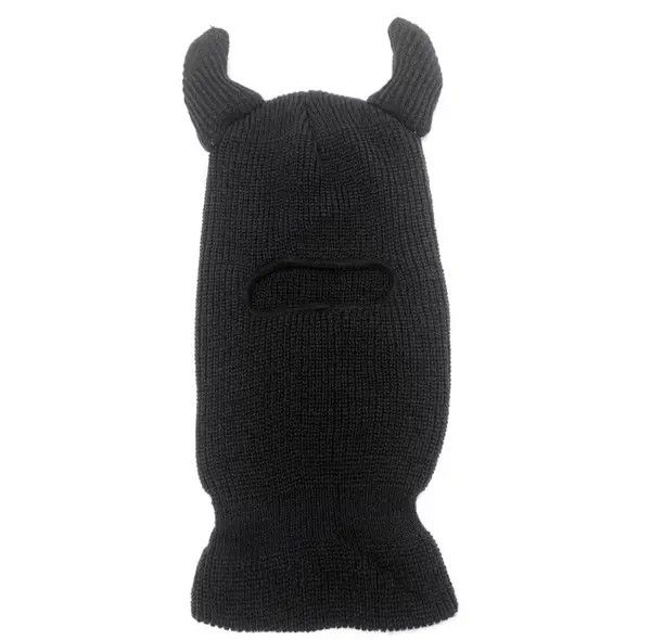 image of Vintage Black Devil Horn Balaclava, Men's