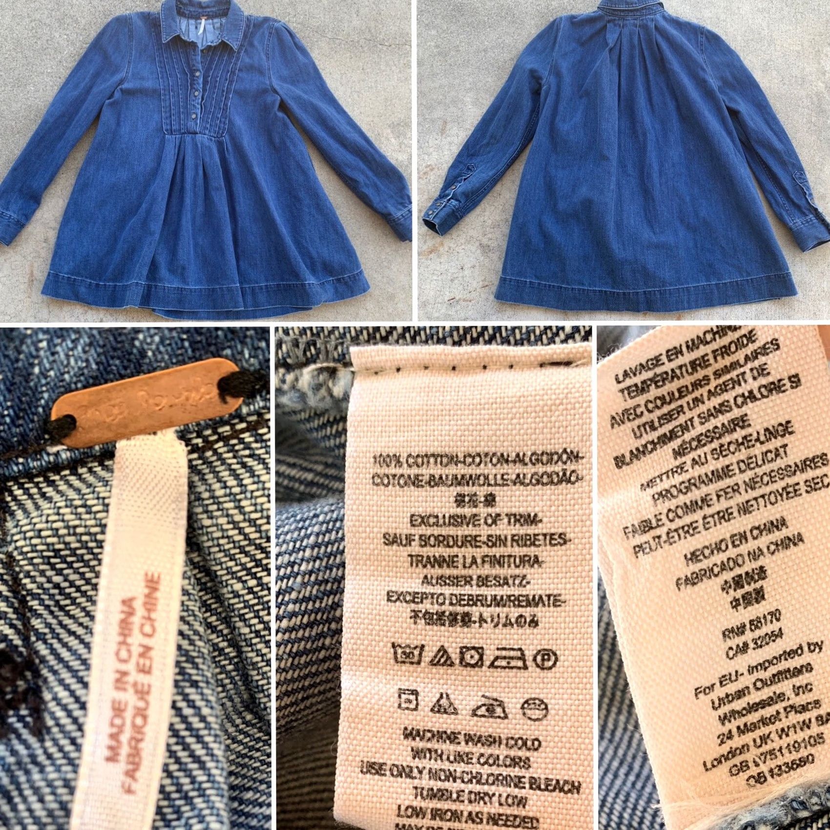 Free People Free People Denim Top Blouse XS Women Pullover Long Sleeve Blue Hippie Boho Shirt Size XS / US 0-2 / IT 36-38 - 7 Thumbnail