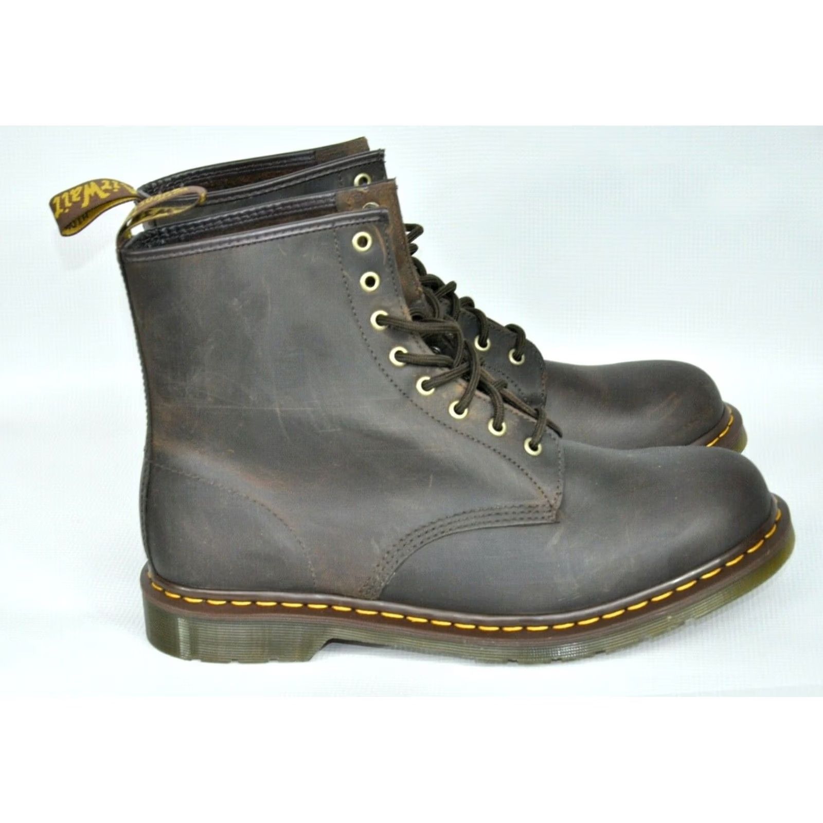 Dr. Martens Dr. Martens 1460 8 Leather Boots Mens EU47 US13 UK12 Brown Combat Lace Up Boots Size US 12 / EU 45 - 3 Thumbnail