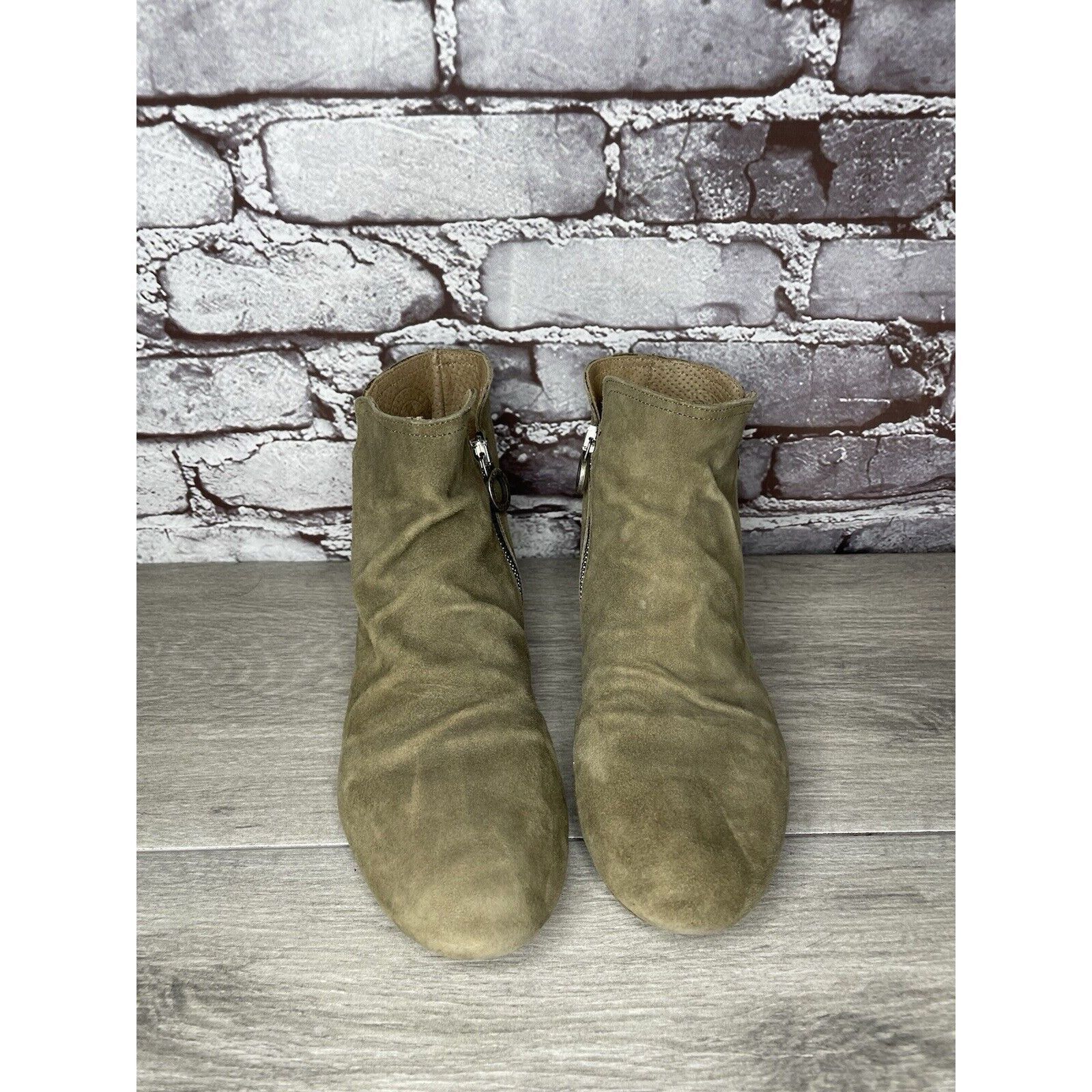 Fiorentini + Baker Fiorentini + Baker Goodyear Taupe Suede Side Zip Ankle Boots Size US 8 / IT 38 - 2 Thumbnail