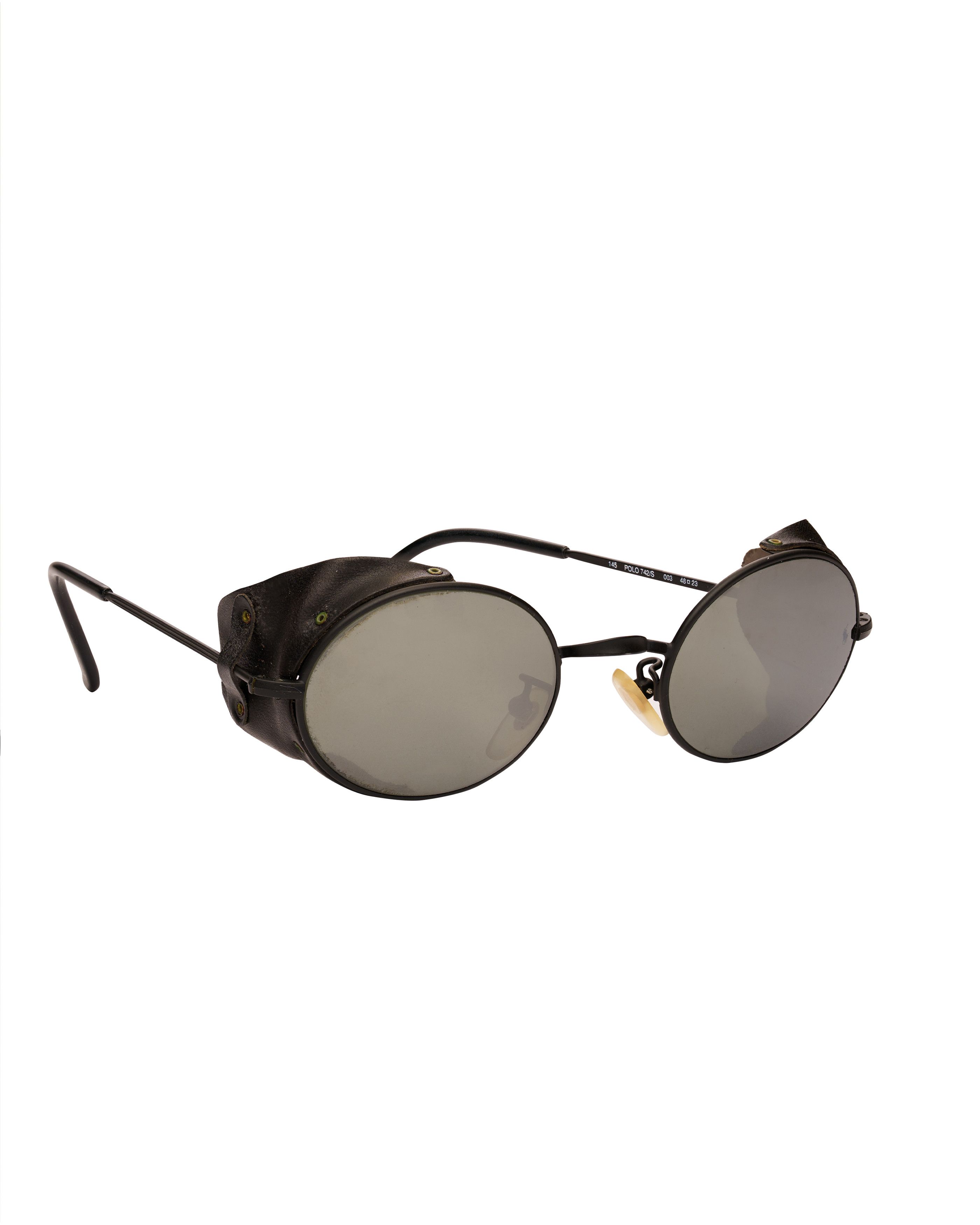 Polo Ralph Lauren Polo Ralph Lauren '90s Black Leather Side Shields Sunglasses Size ONE SIZE - 2 Thumbnail
