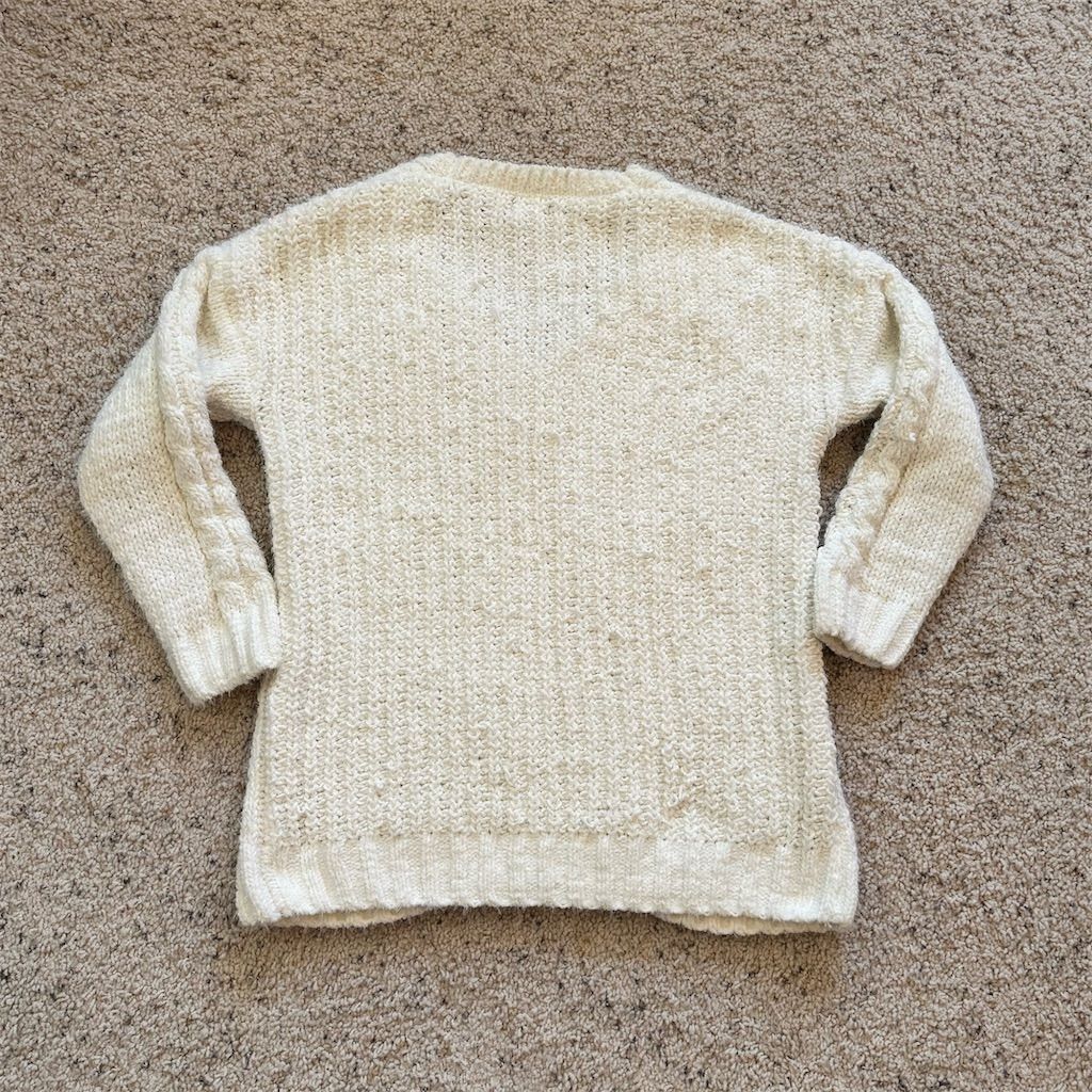Other Cupcake Women's L Ivory V-Neck Cable Knit Pullover Sweater Size L / US 10 / IT 46 - 3 Thumbnail