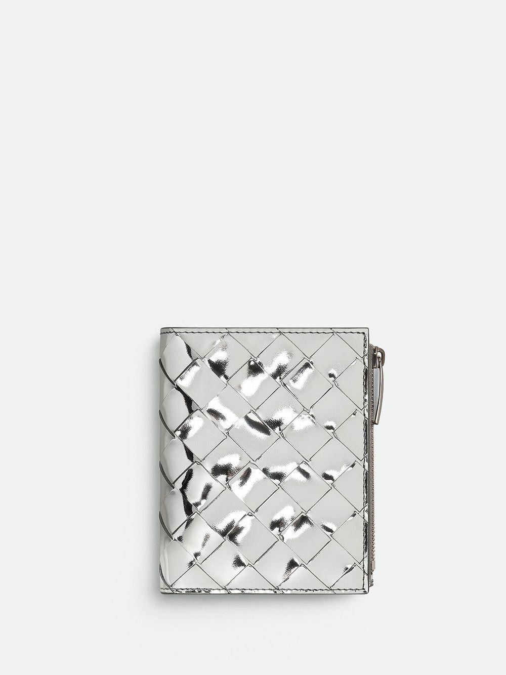 image of Bottega Veneta Leather Wallet in Silver, Women's