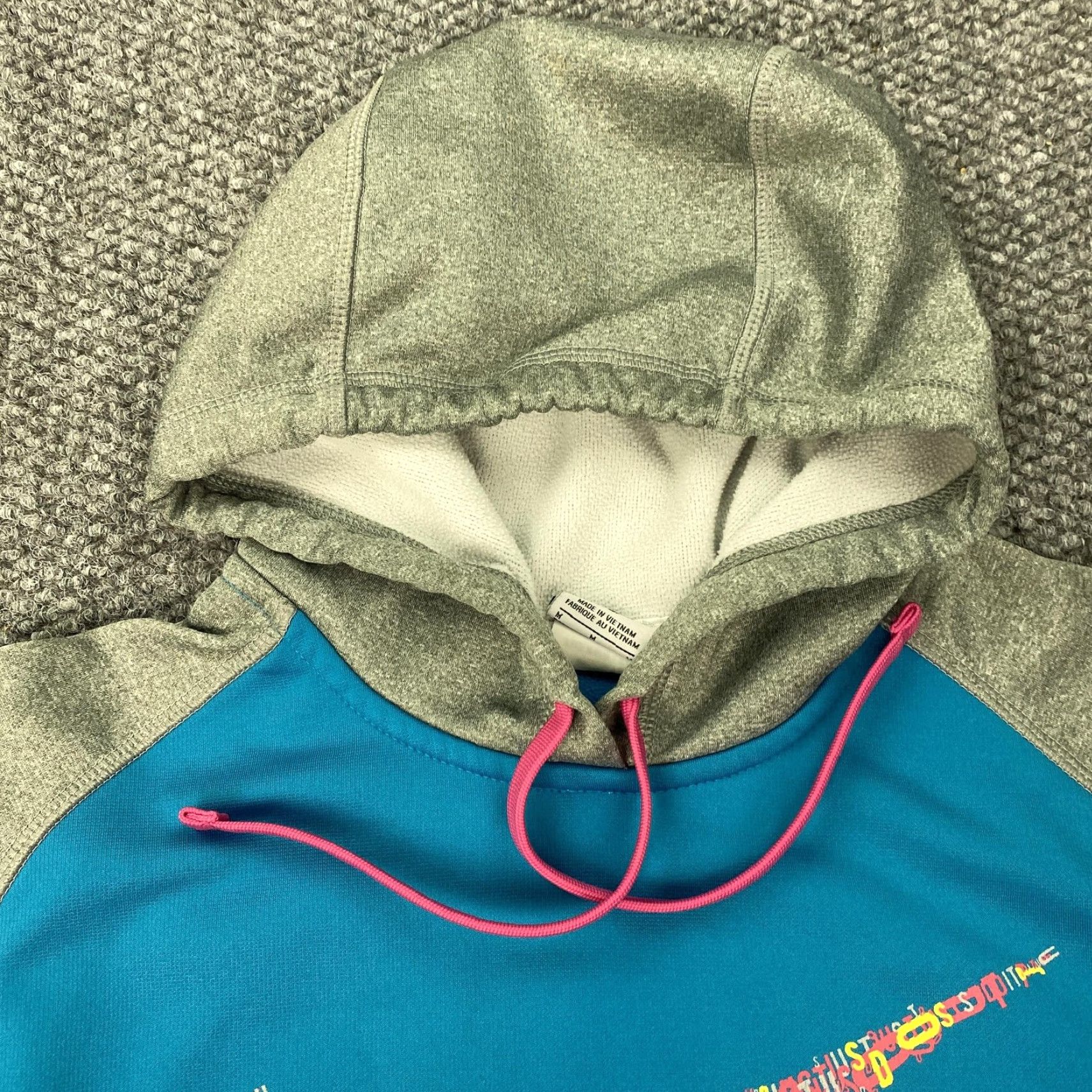Nike Nike Therma Hoodie Womens M Blue Gray Swoosh Just Do It Thumbholes Crew Neck Pullover Thermal Fleece Pockets Graphic Print Colorblock Size M / US 6-8 / IT 42-44 - 3 Thumbnail